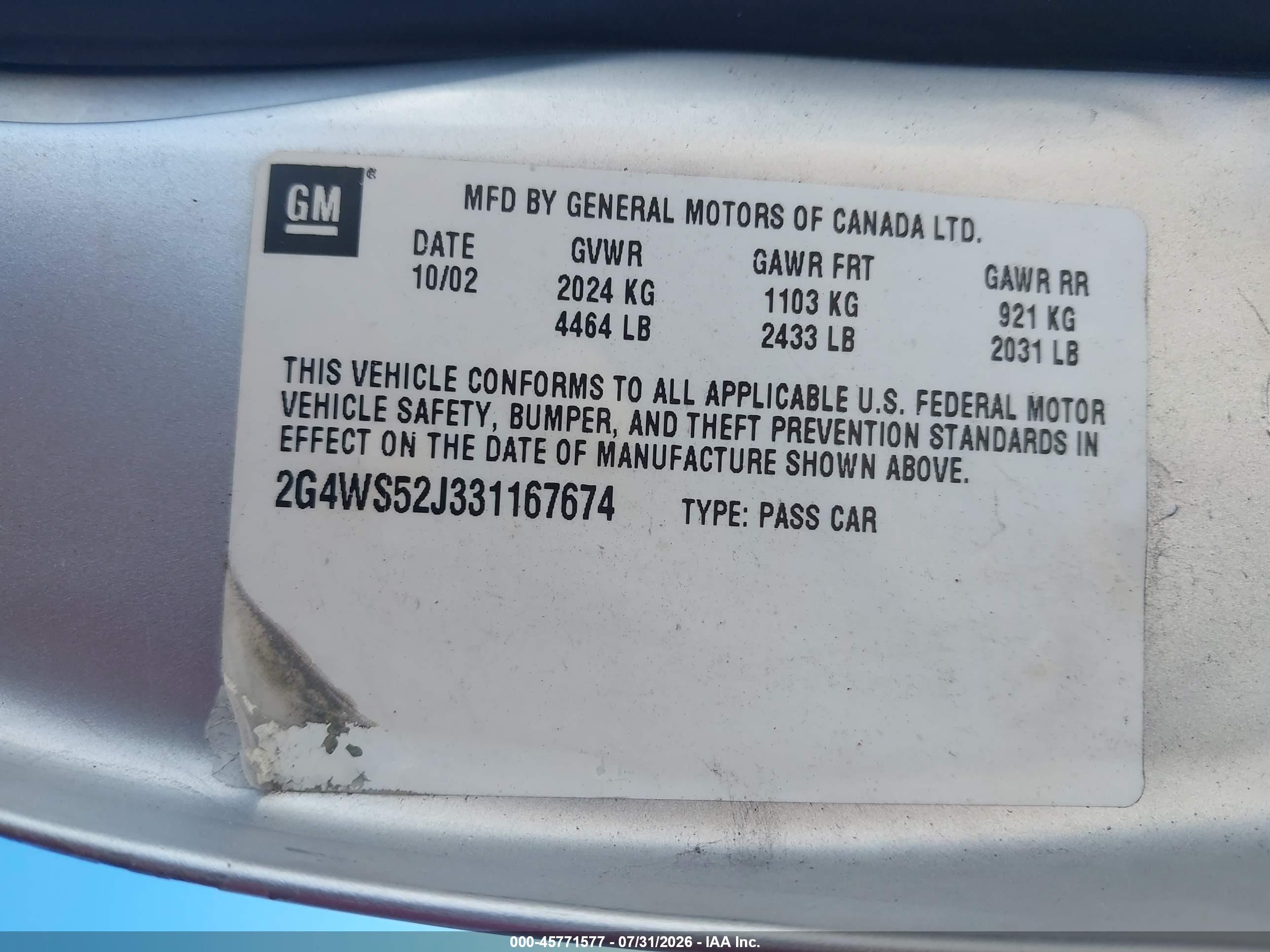 2003 Buick Century Custom Silver vin: 2G4WS52J331167674