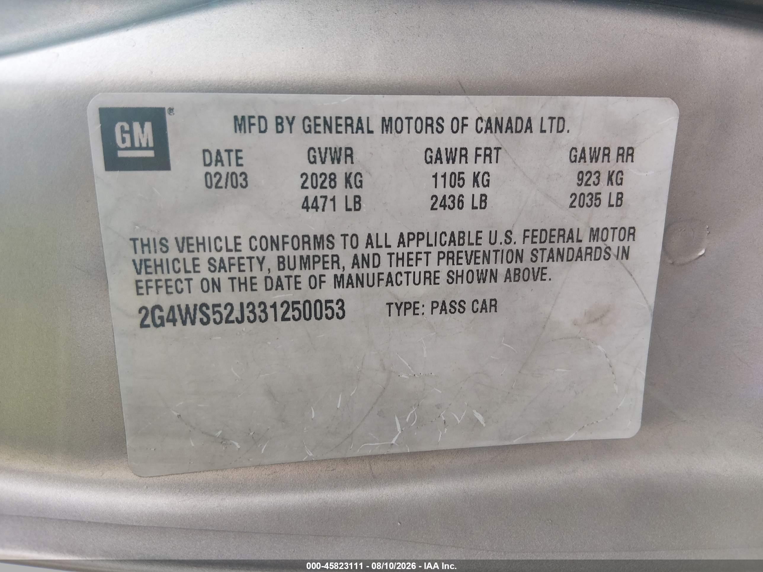 2003 Buick Century Custom Beige vin: 2G4WS52J331250053