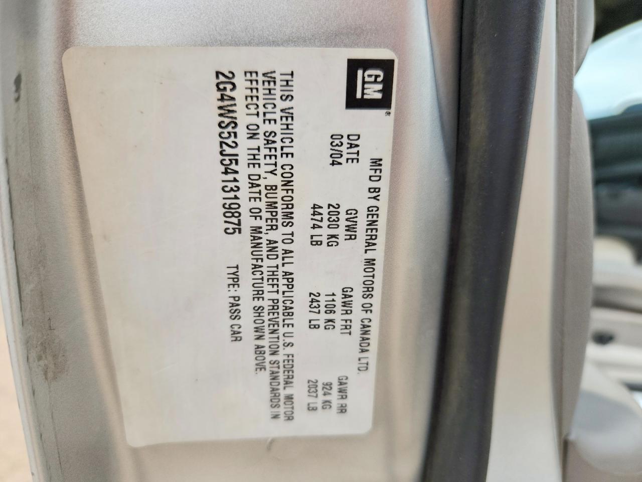 2004 Buick Century Custom Silver vin: 2G4WS52J541319875