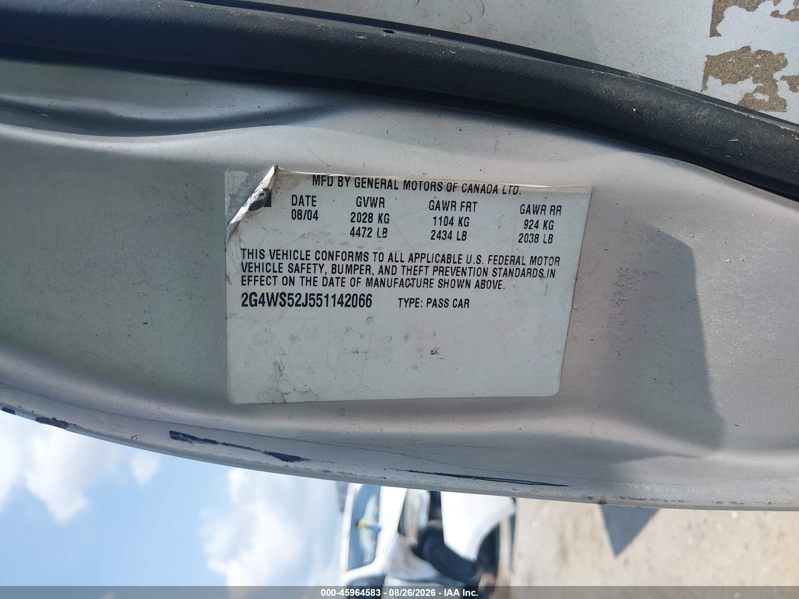 2005 Buick Century   Silver vin: 2G4WS52J551142066