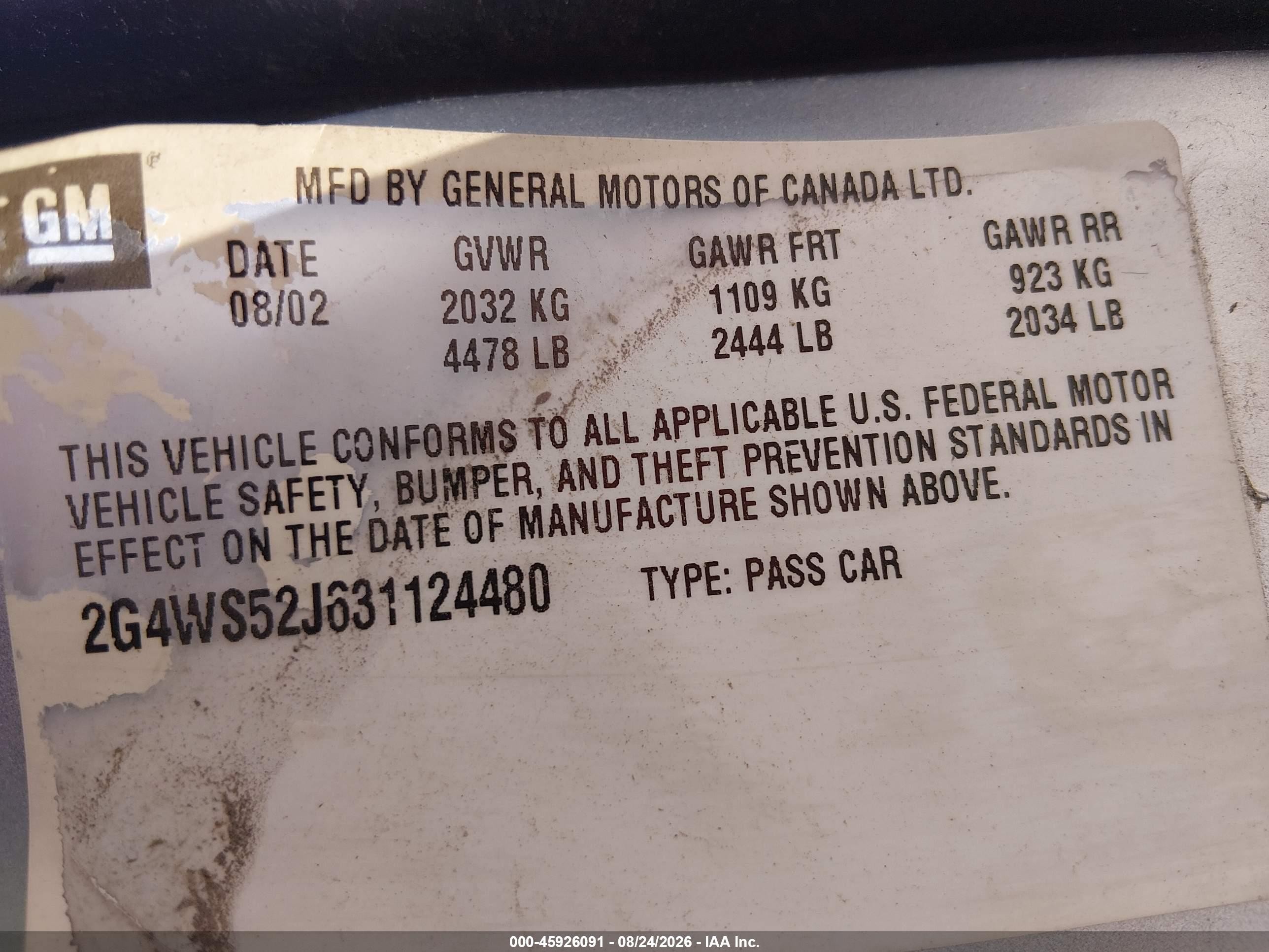 2003 Buick Century Custom Gray vin: 2G4WS52J631124480