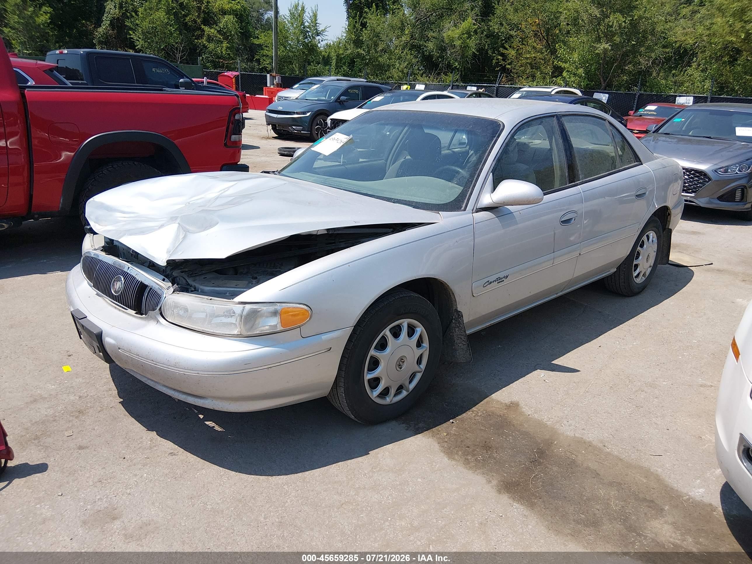 2002 Buick Century Custom Серебряный vin: 2G4WS52J721205065
