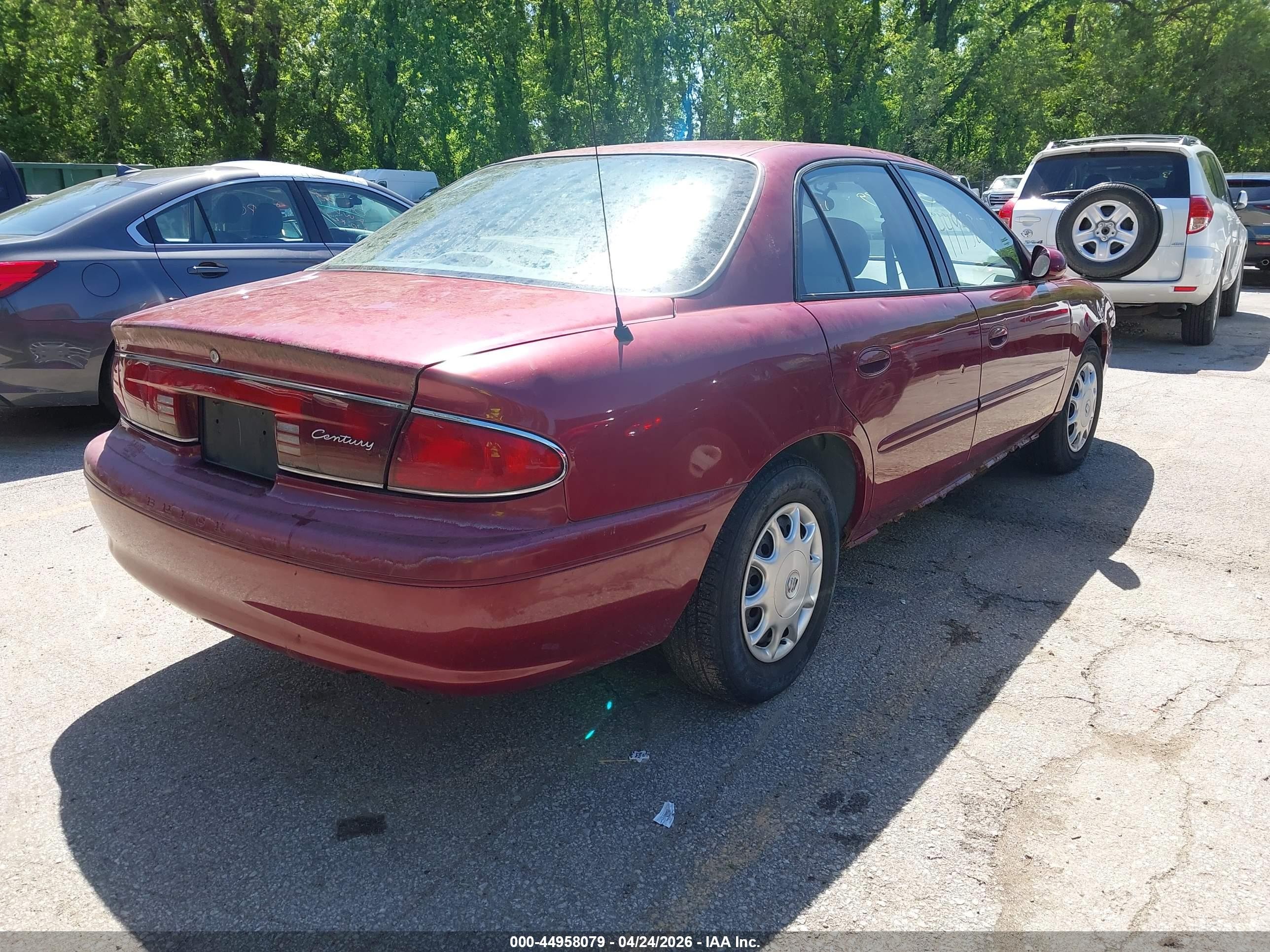 2003 Buick Century Custom Red vin: 2G4WS52J731249357