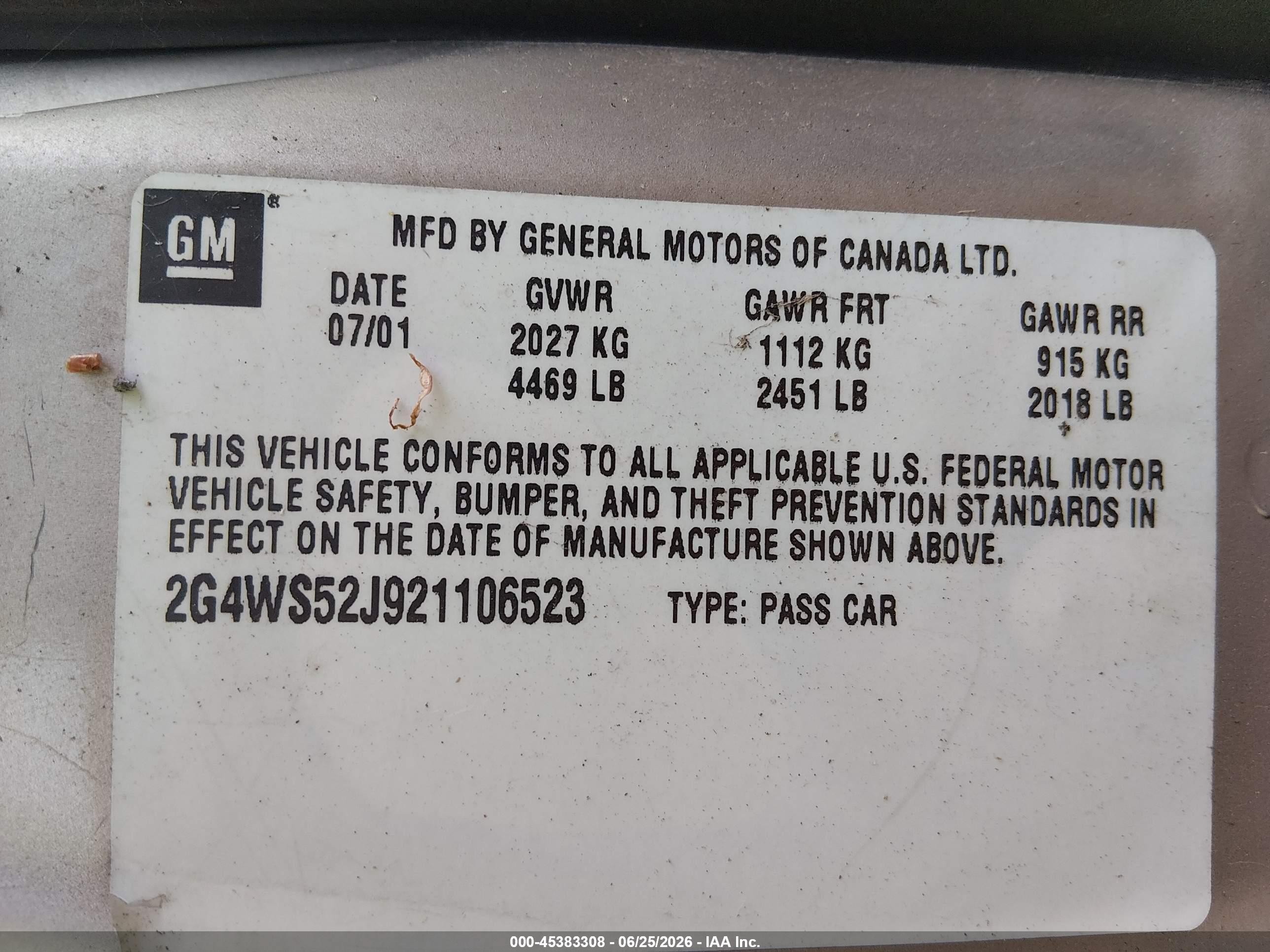 2002 Buick Century Custom Золотой vin: 2G4WS52J921106523