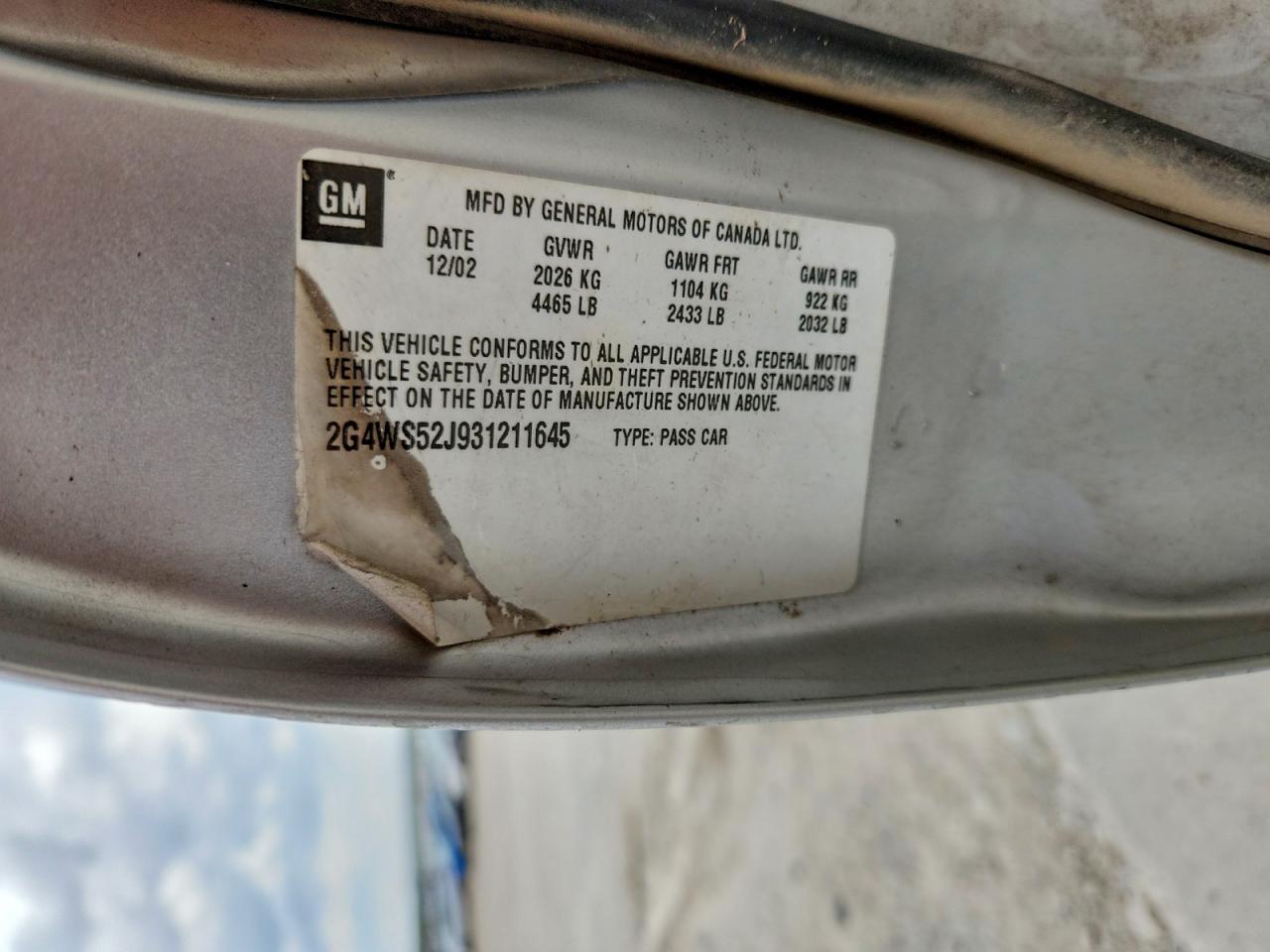 2003 Buick Century Custom Silver vin: 2G4WS52J931211645