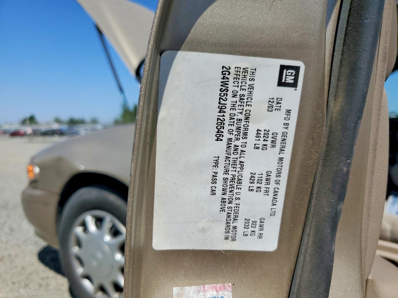 2004 Buick Century Custom Gold vin: 2G4WS52J941265464