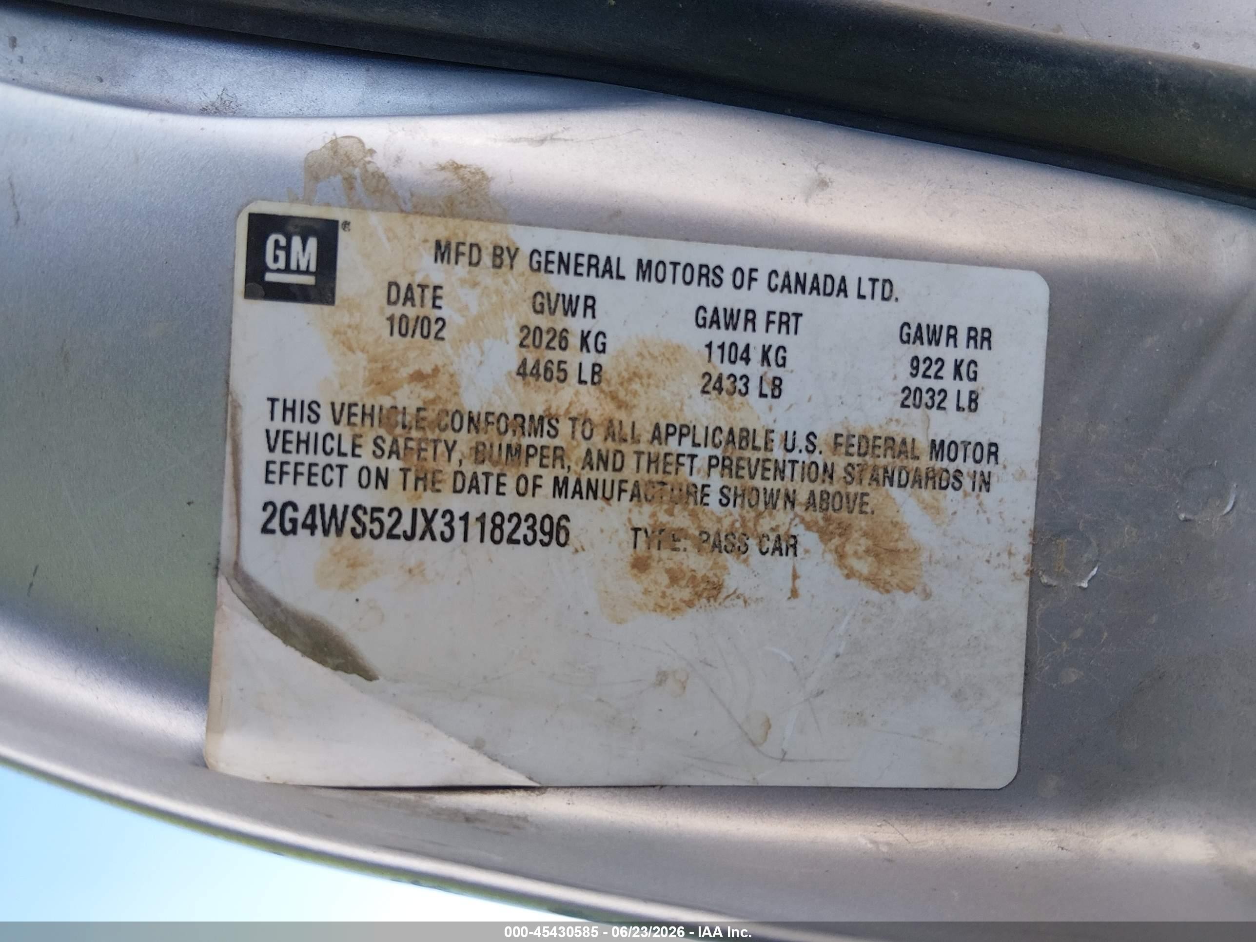 2003 Buick Century Custom Silver vin: 2G4WS52JX31182396