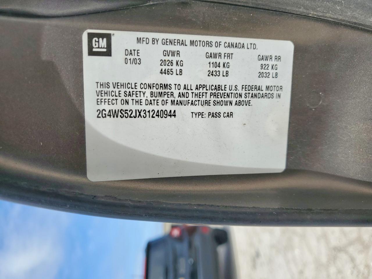 2003 Buick Century Custom Tan vin: 2G4WS52JX31240944