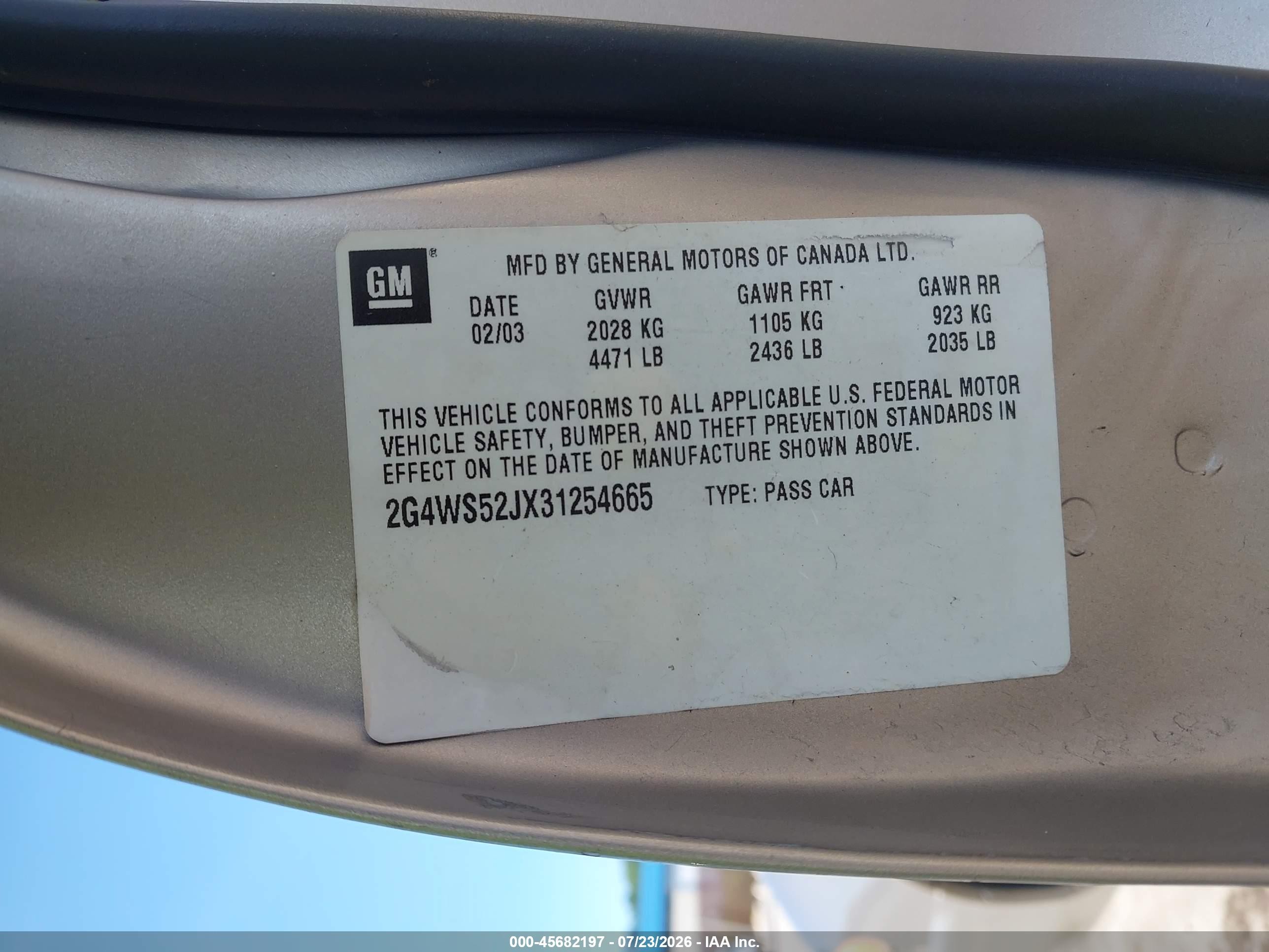 2003 Buick Century Custom Gold vin: 2G4WS52JX31254665
