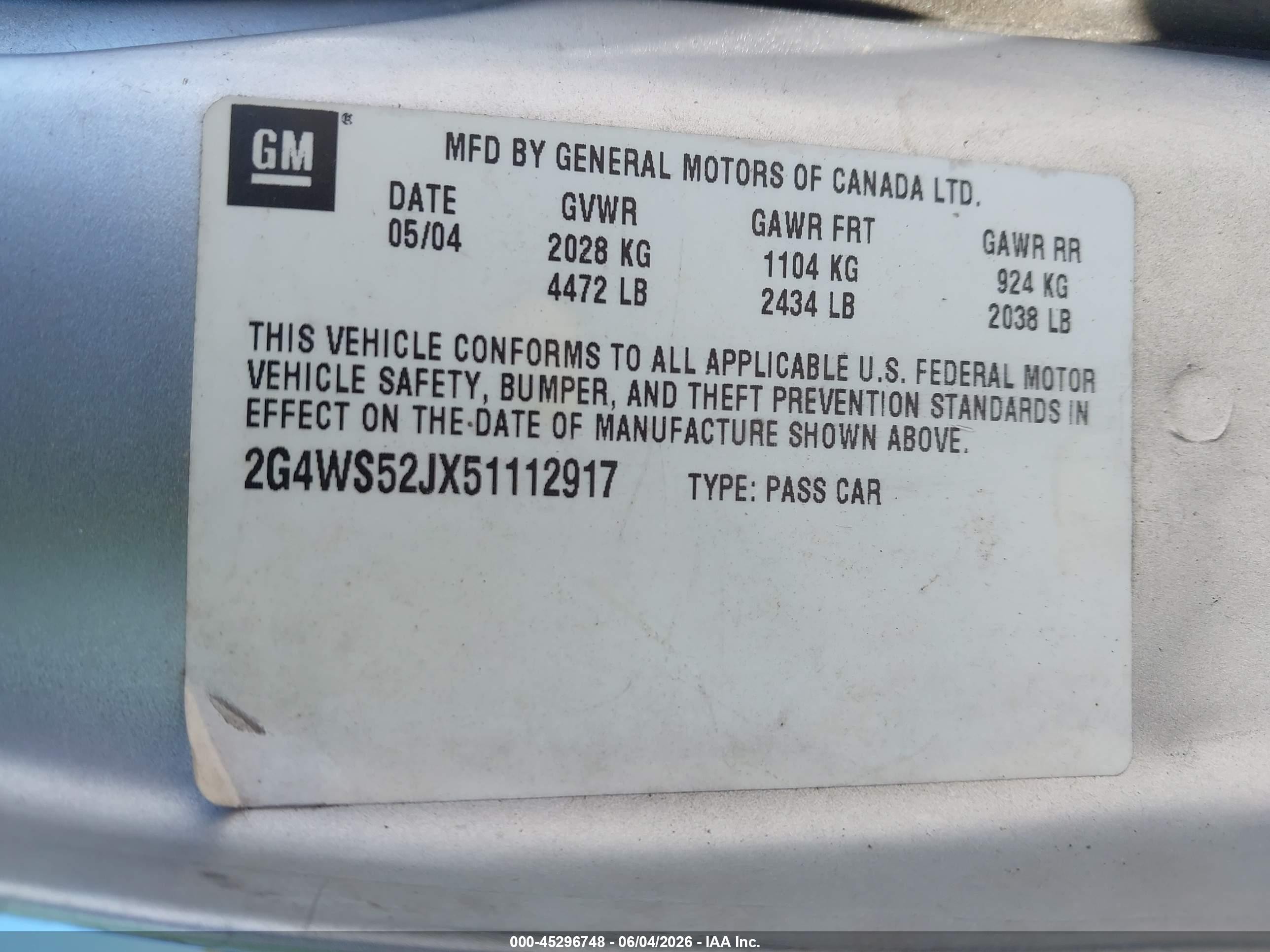 2005 Buick Century   Silver vin: 2G4WS52JX51112917