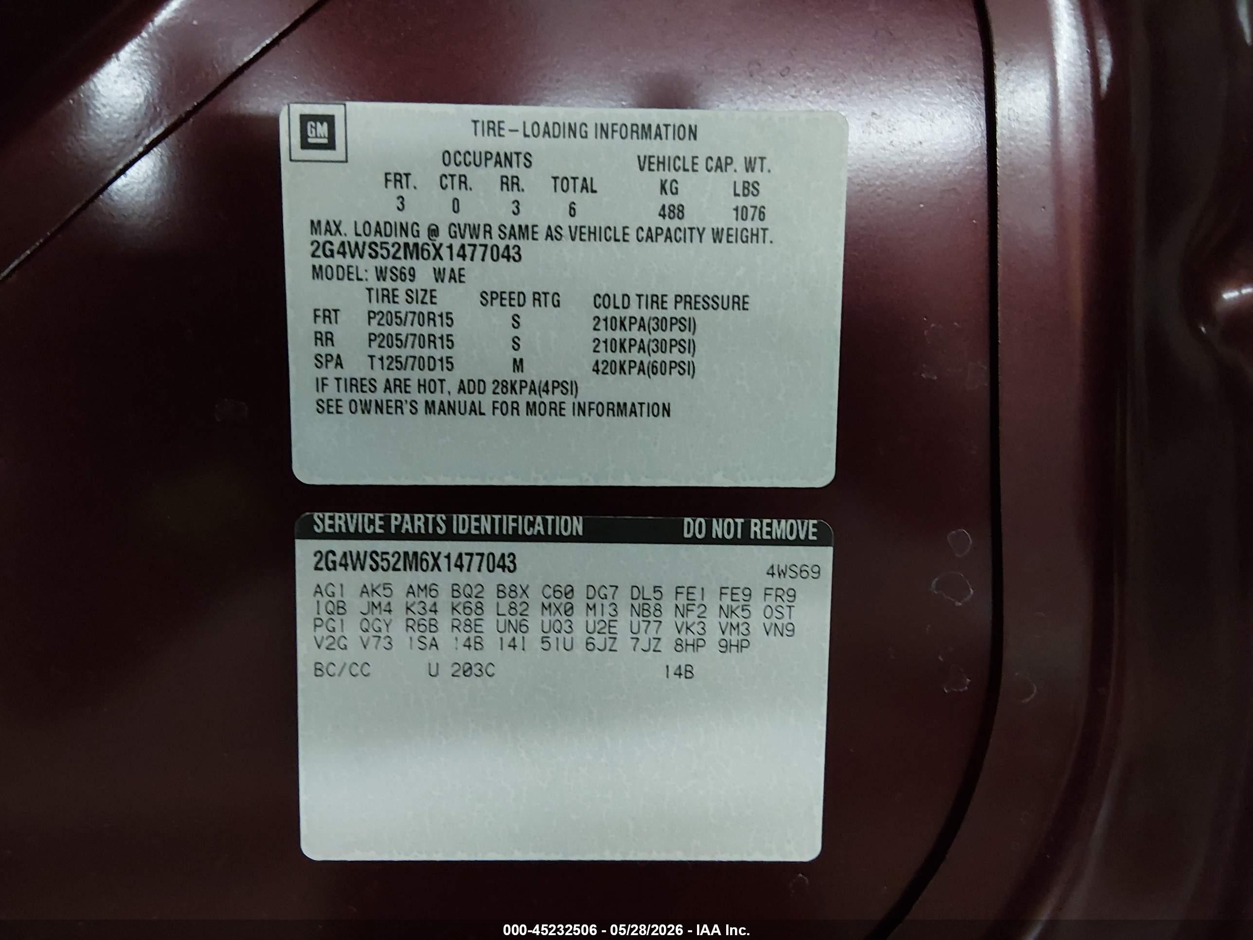 1999 Buick Century Custom Maroon vin: 2G4WS52M6X1477043