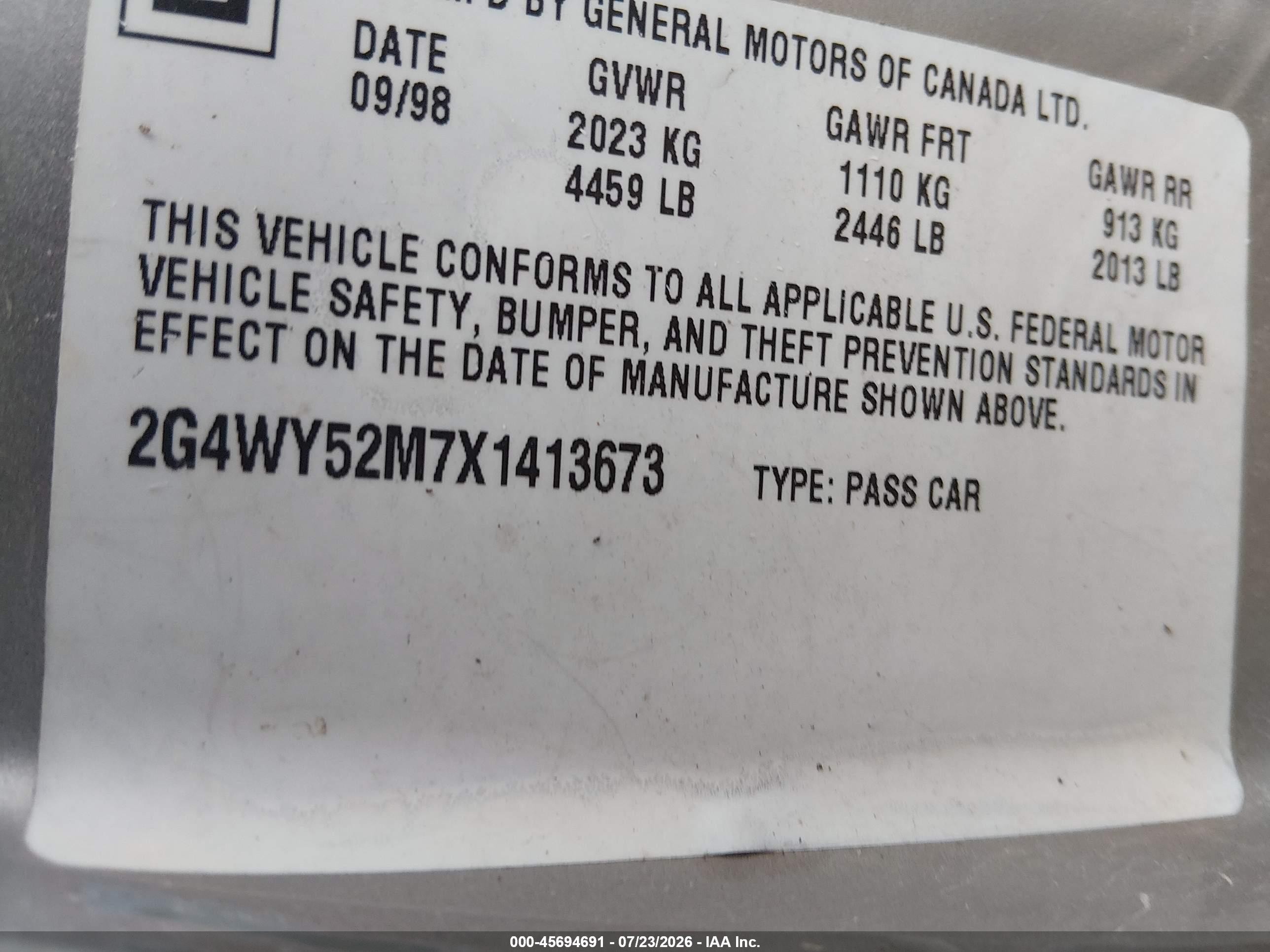 1999 Buick Century Limited Beige vin: 2G4WY52M7X1413673