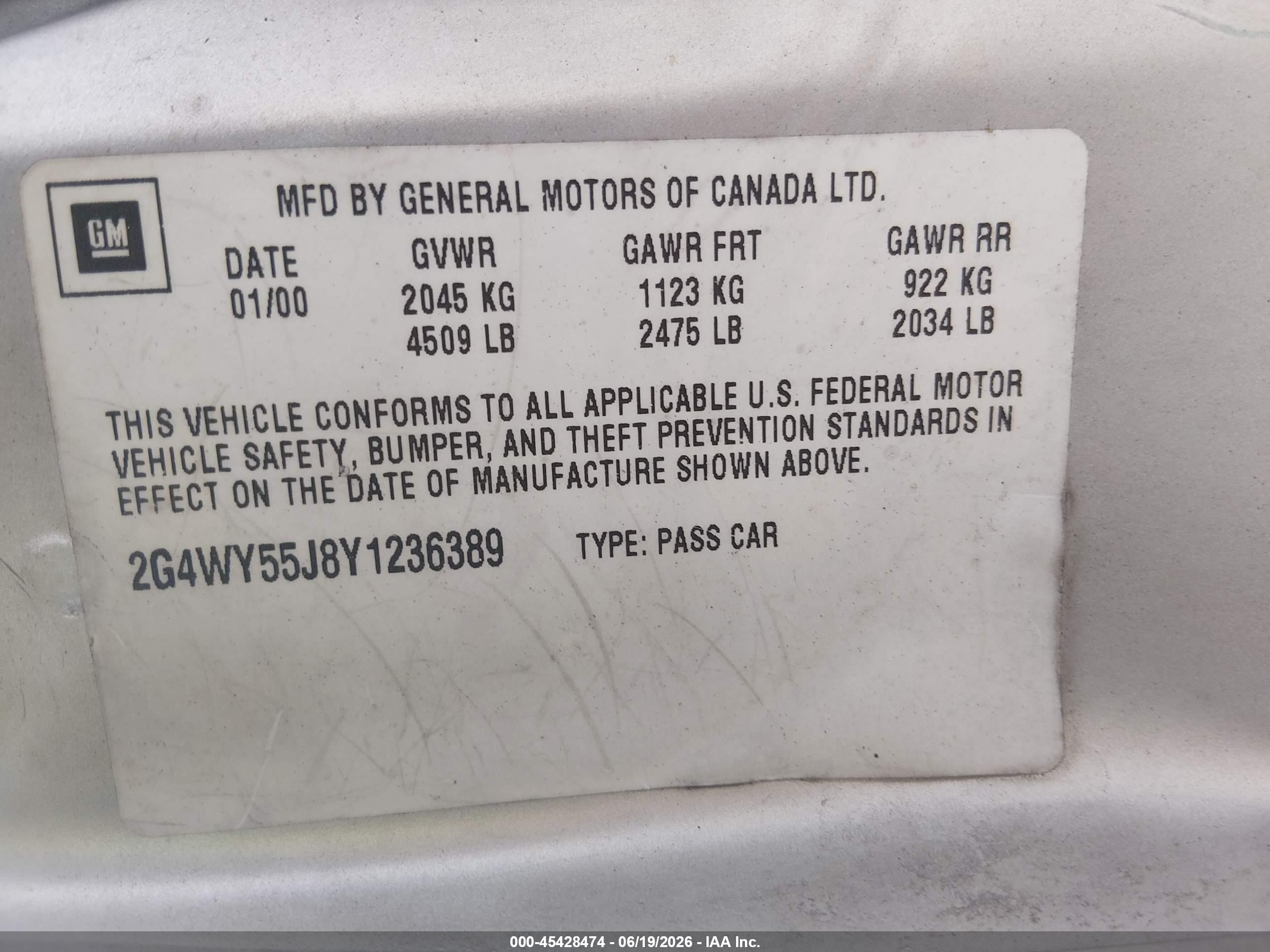 2000 Buick Century Limited Silver vin: 2G4WY55J8Y1236389