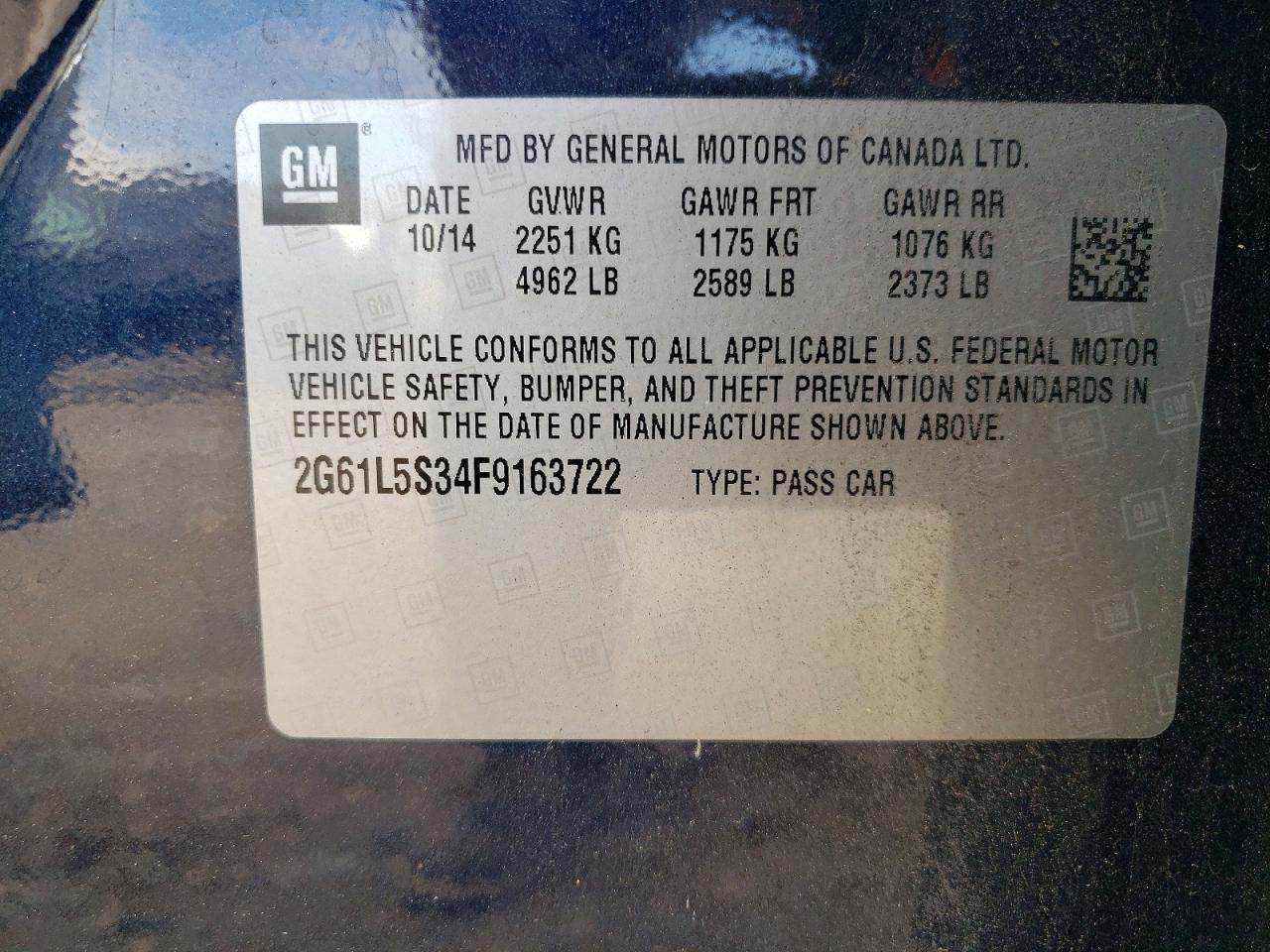 2015 Cadillac Xts Black vin: 2G61L5S34F9163722