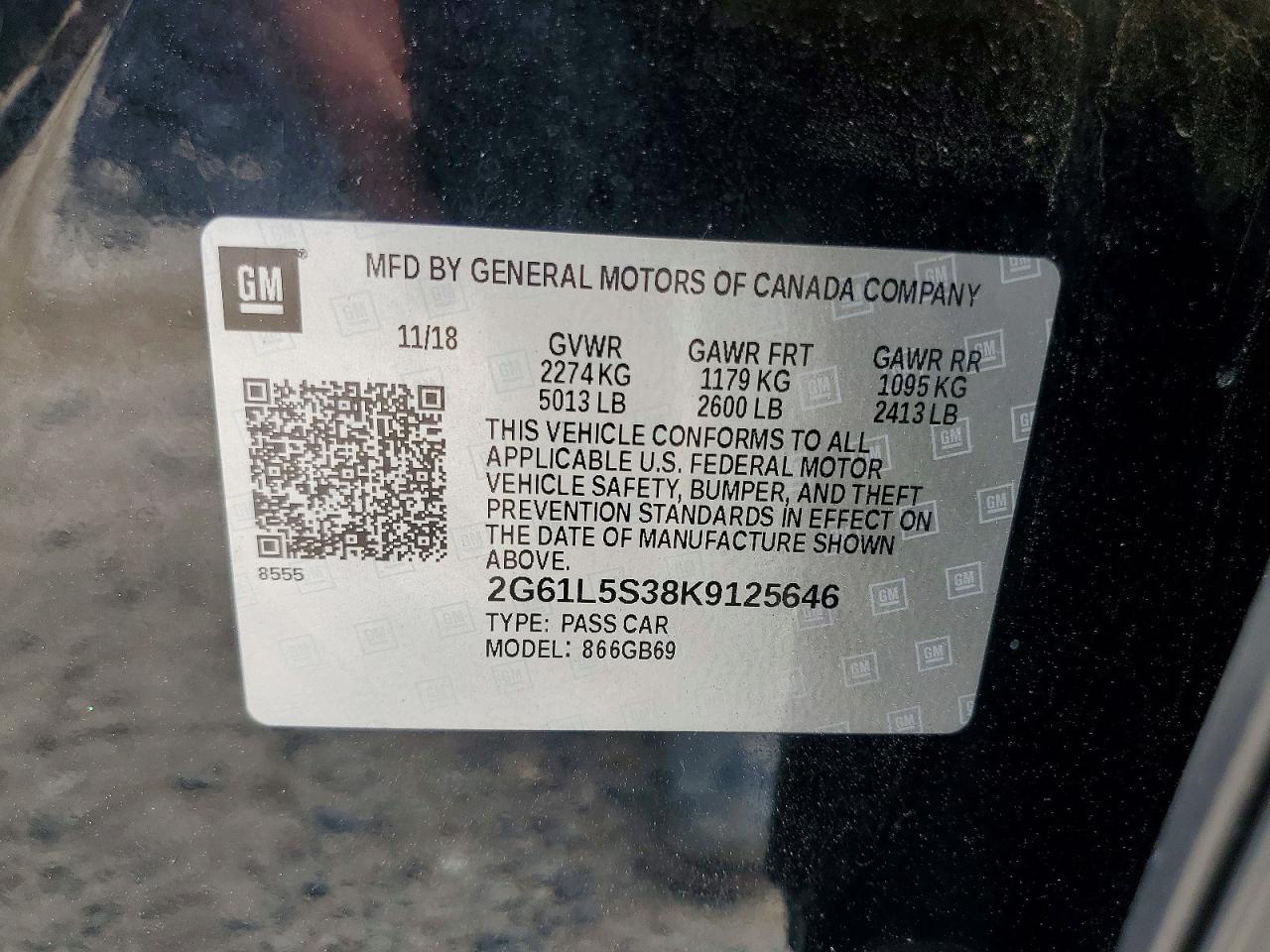 2019 Cadillac Xts Black vin: 2G61L5S38K9125646