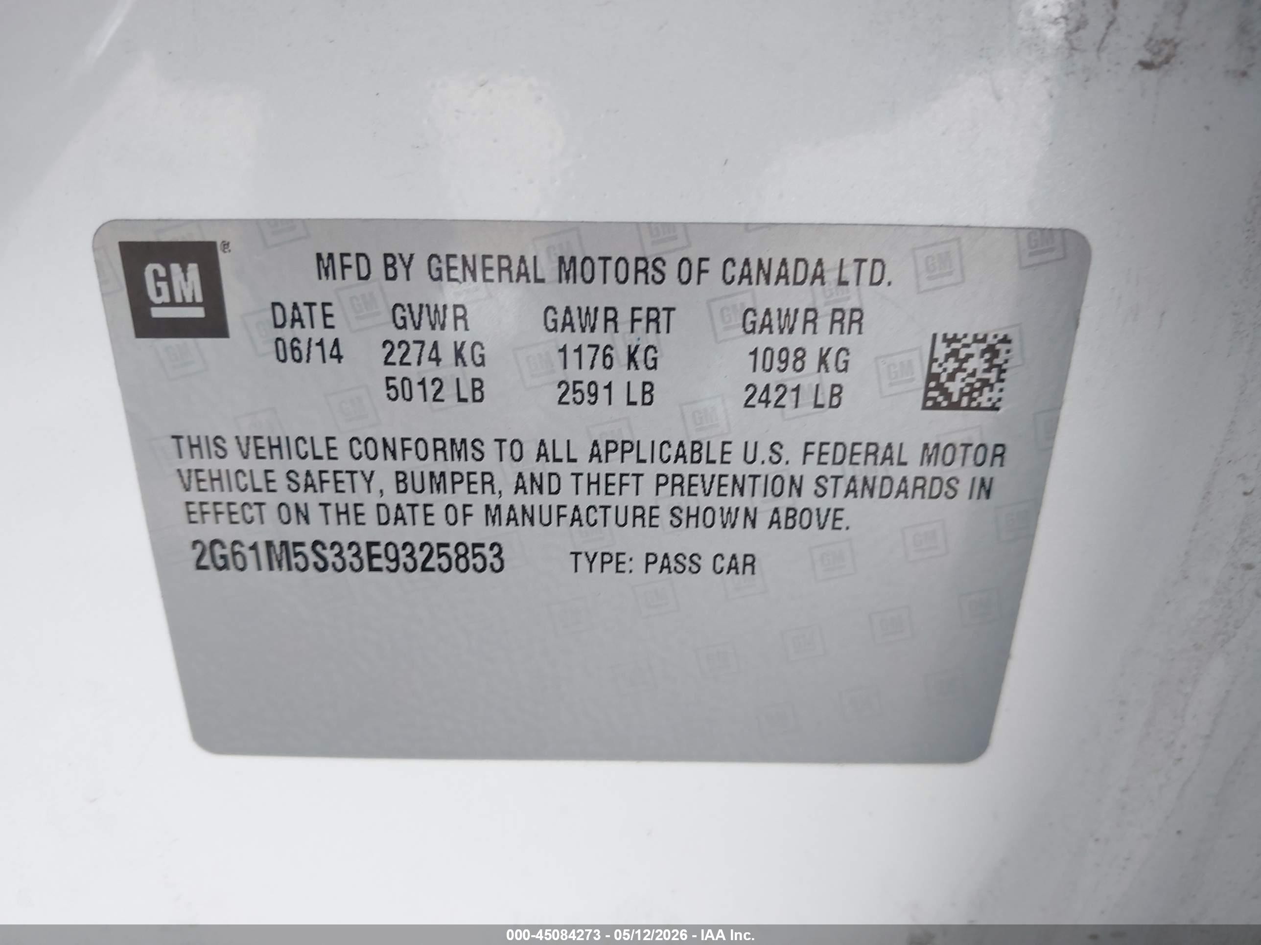 2014 Cadillac Xts Luxury White vin: 2G61M5S33E9325853