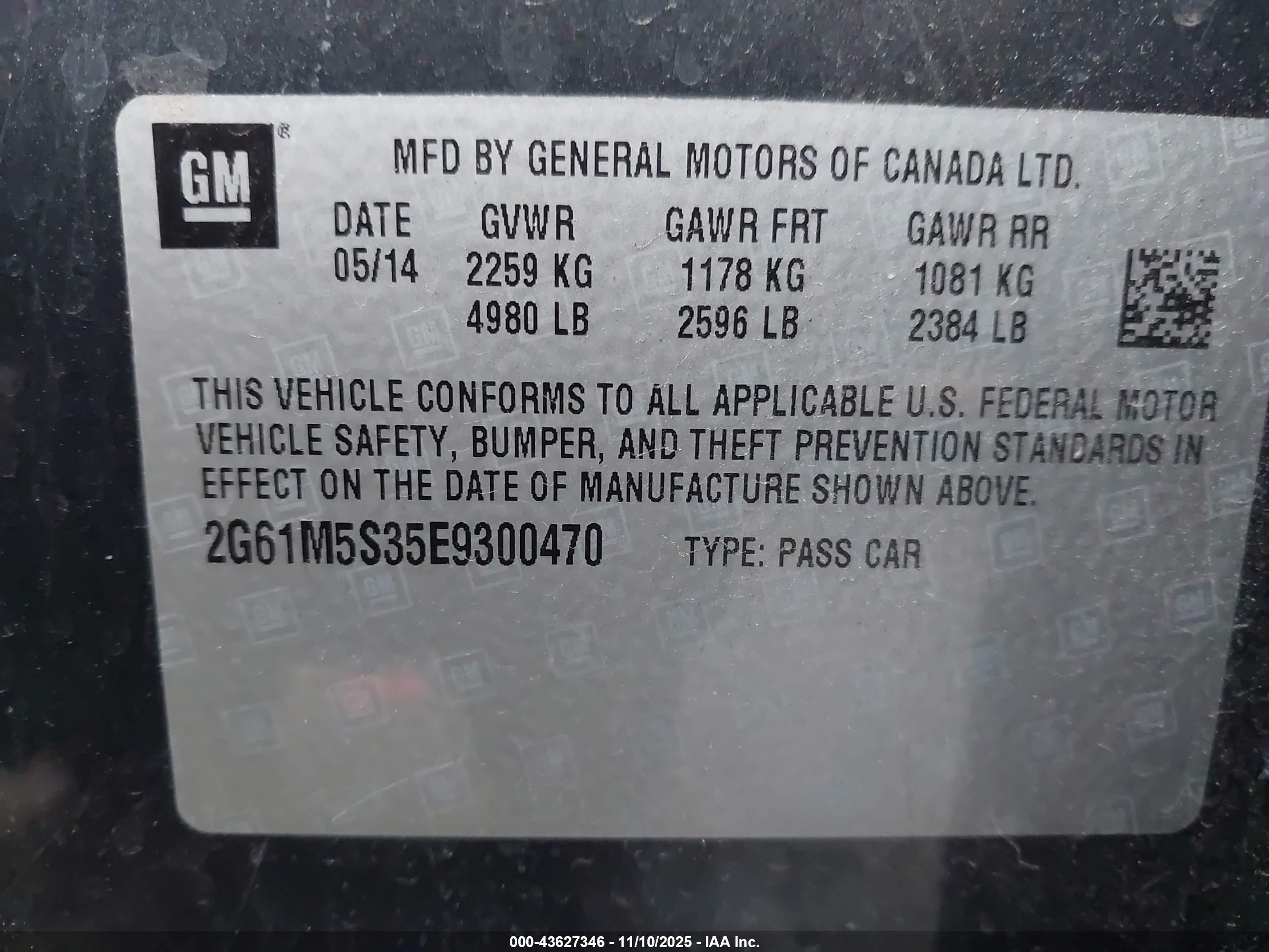 2014 Cadillac Xts Luxury Gray vin: 2G61M5S35E9300470