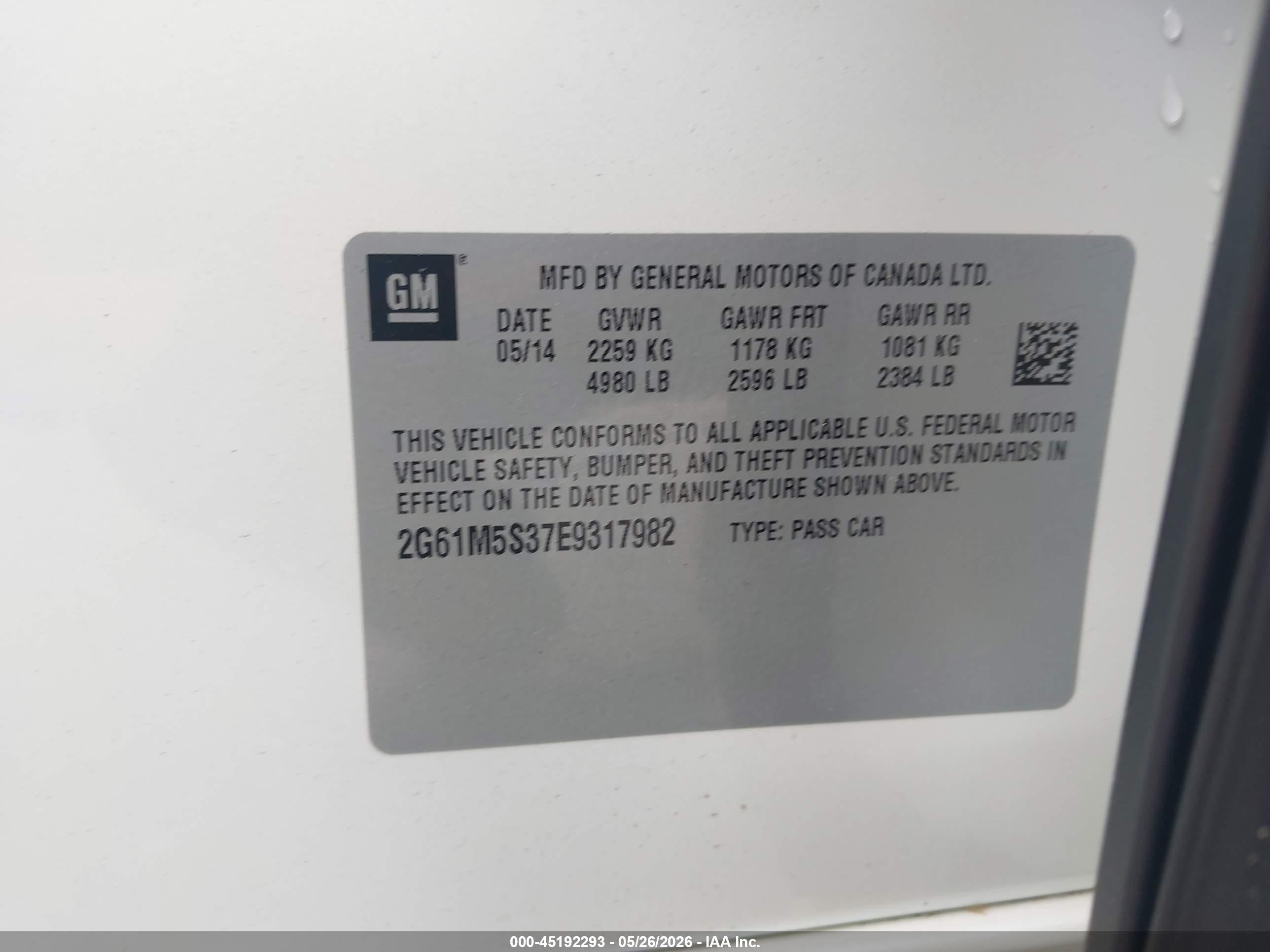 2014 Cadillac Xts Luxury White vin: 2G61M5S37E9317982