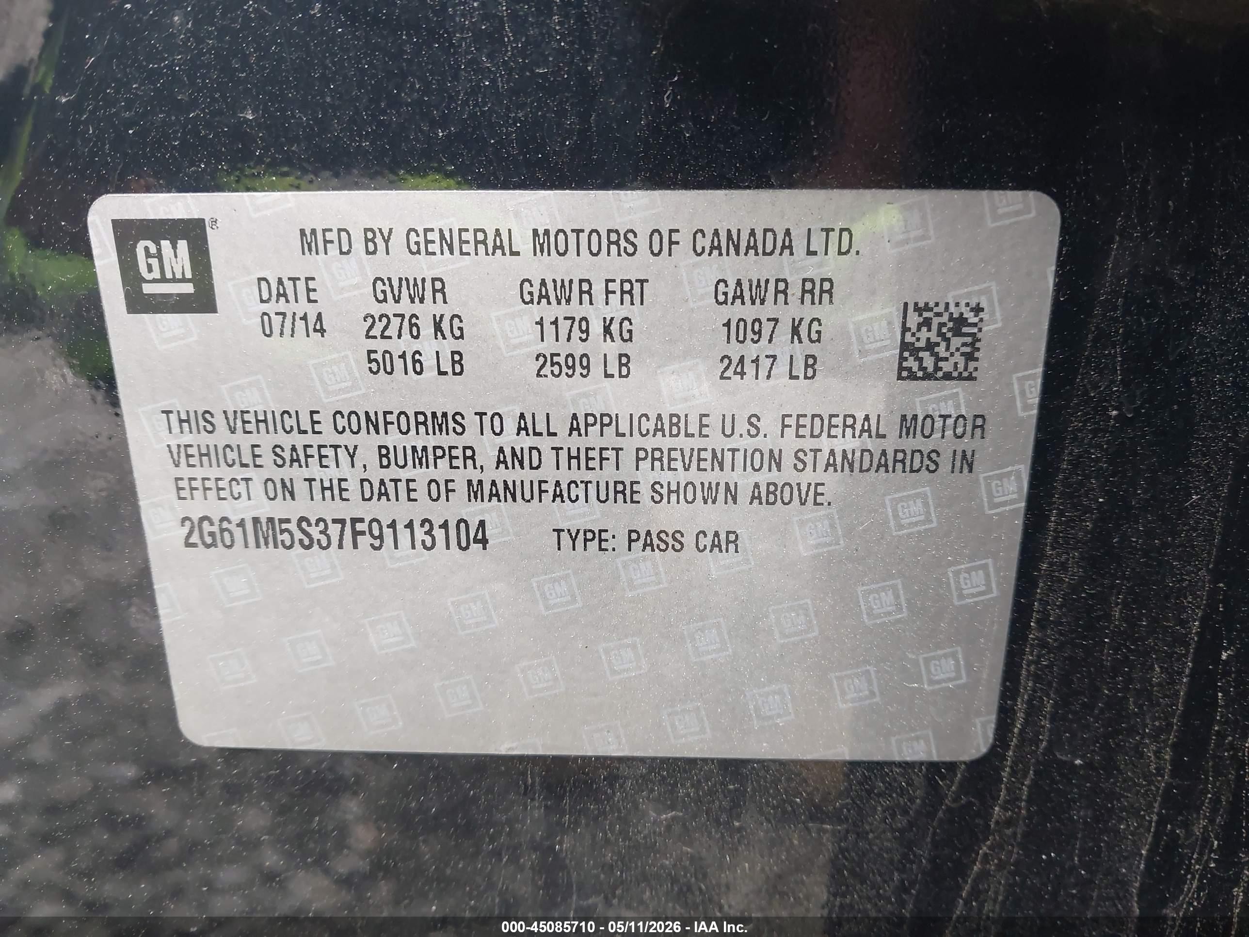 2015 Cadillac Xts Luxury Black vin: 2G61M5S37F9113104