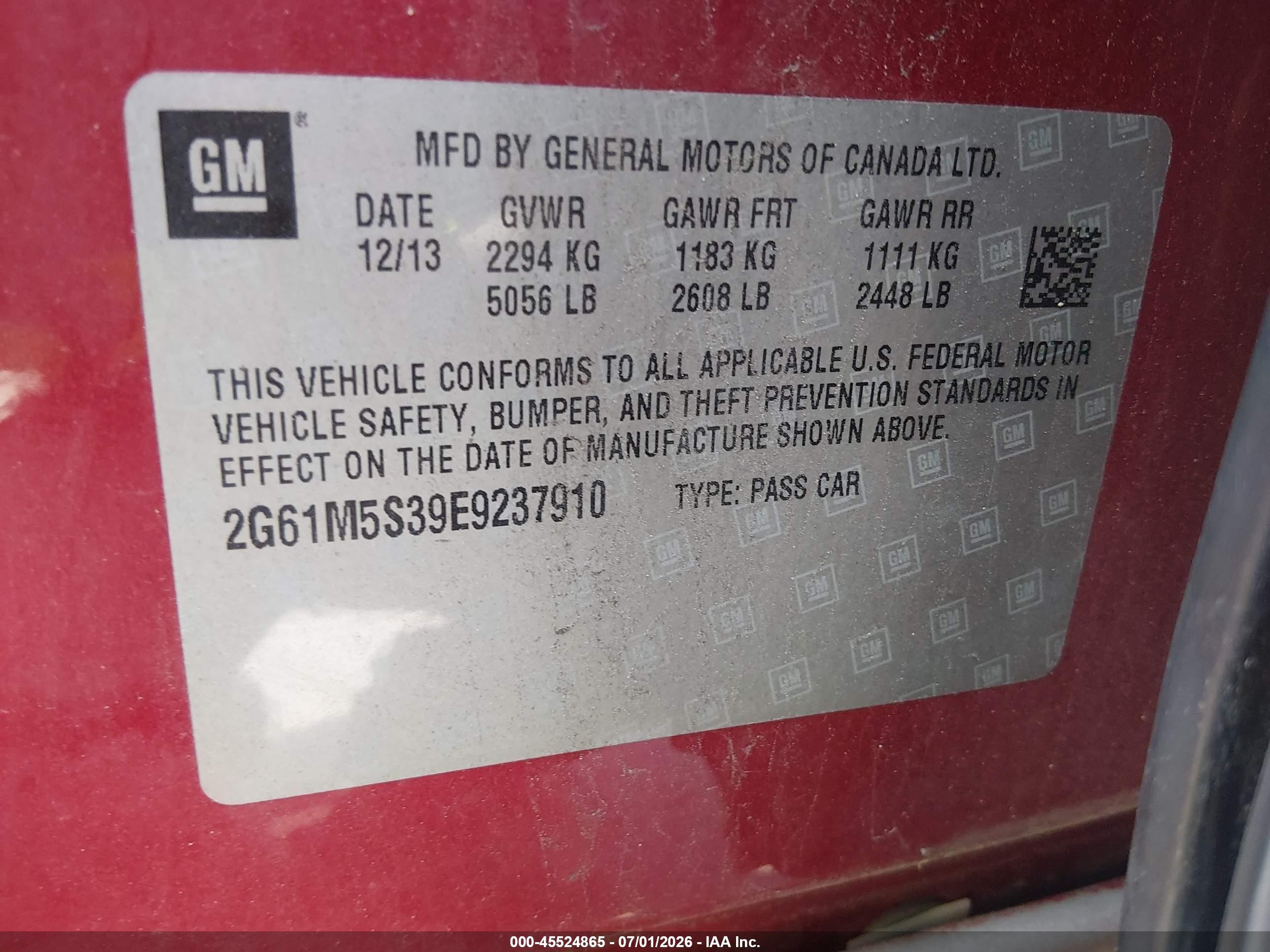 2014 Cadillac Xts Luxury Red vin: 2G61M5S39E9237910