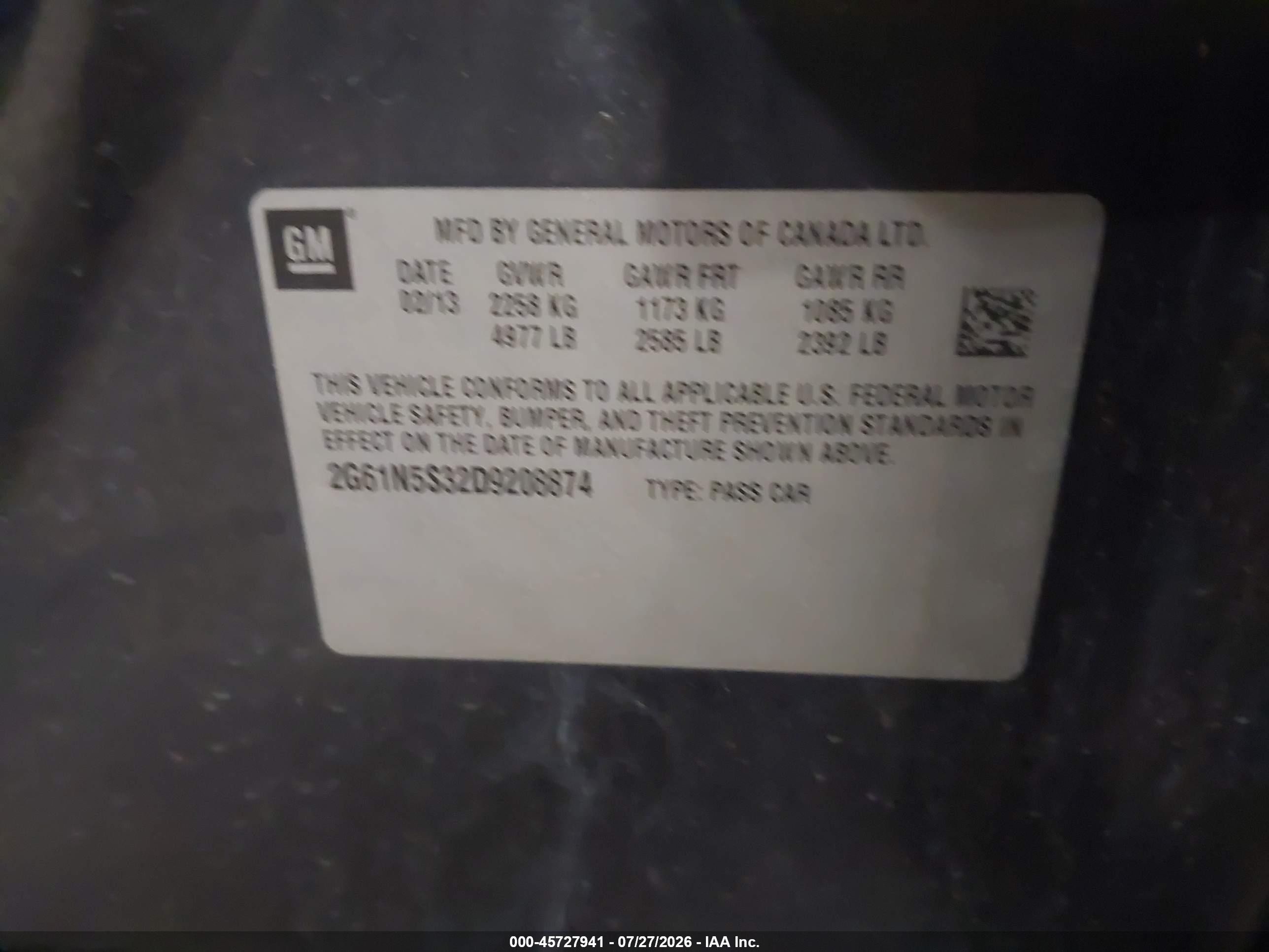2013 Cadillac Xts Standard Dark Blue vin: 2G61N5S32D9208874