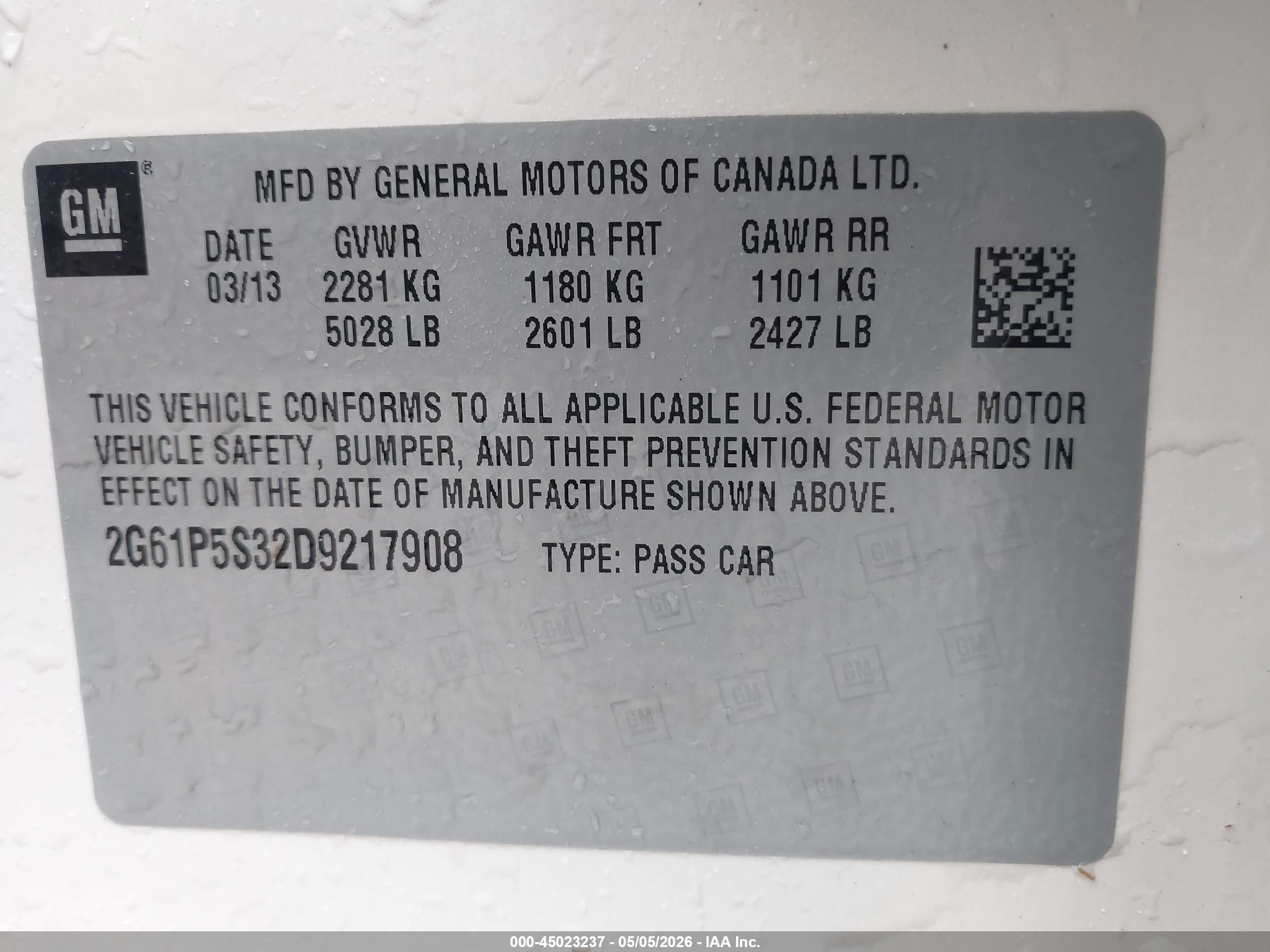 2013 Cadillac Xts Luxury Белый vin: 2G61P5S32D9217908