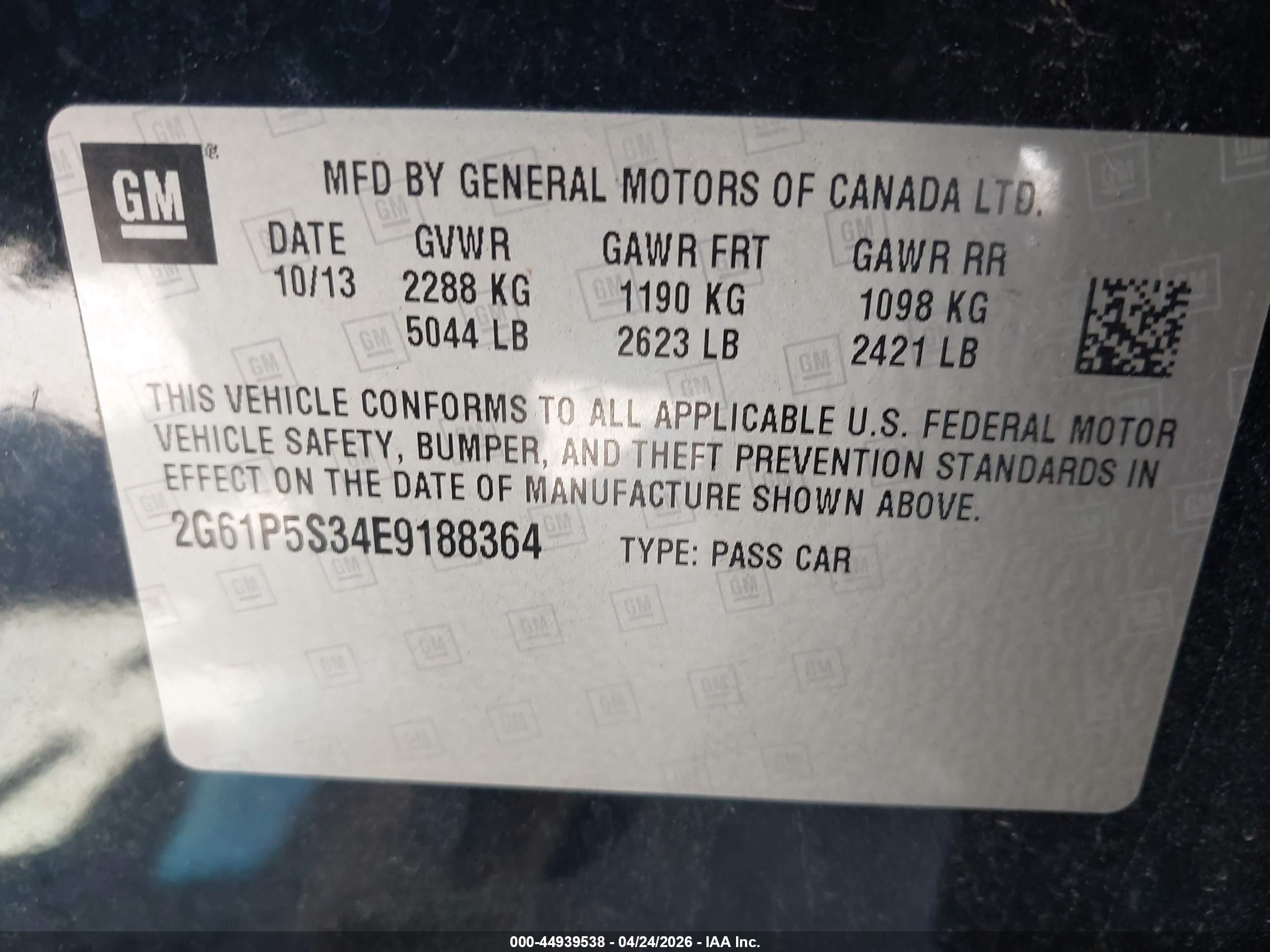 2014 Cadillac Xts Premium Black vin: 2G61P5S34E9188364