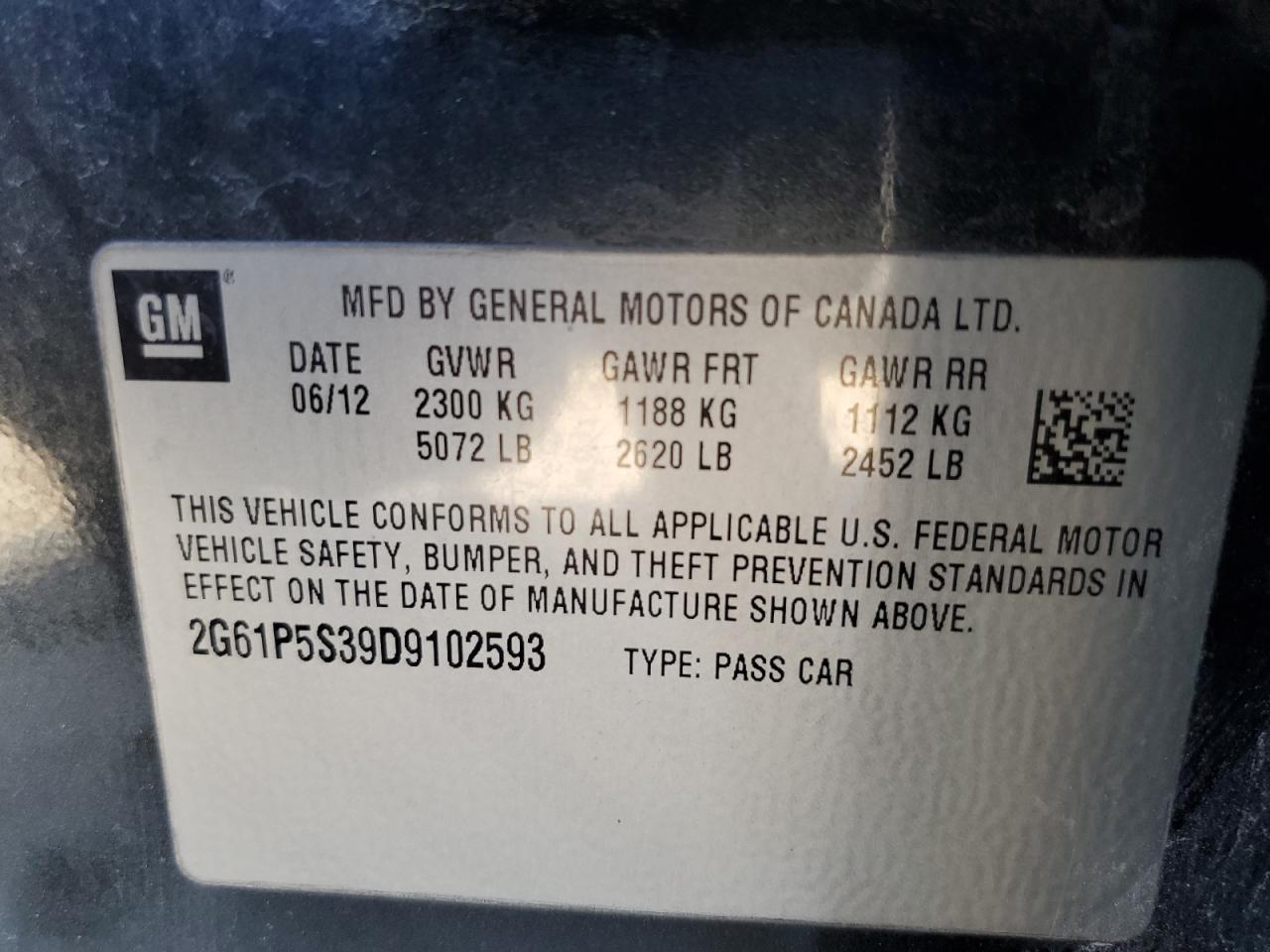 2013 Cadillac Xts Luxury Collection Charcoal vin: 2G61P5S39D9102593