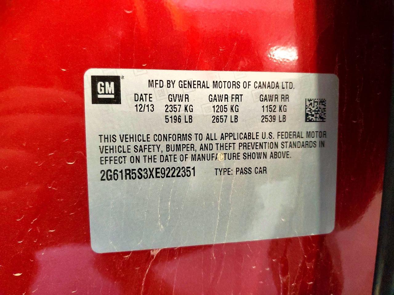 2014 Cadillac Xts Premium Collection Red vin: 2G61R5S3XE9222351