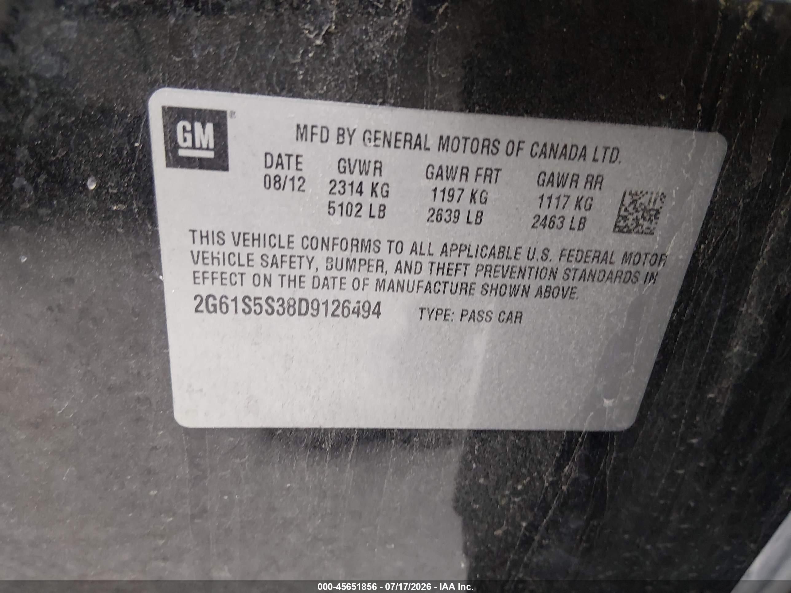 2013 Cadillac Xts Premium Black vin: 2G61S5S38D9126494