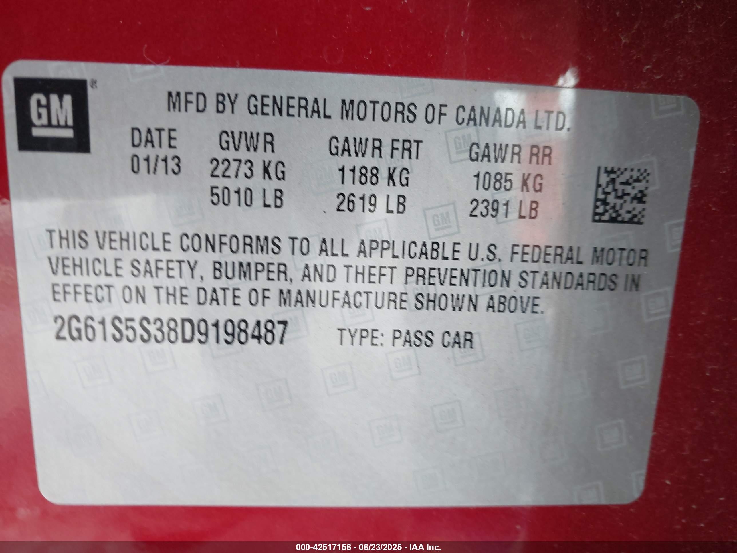 2013 Cadillac Xts Premium Red vin: 2G61S5S38D9198487