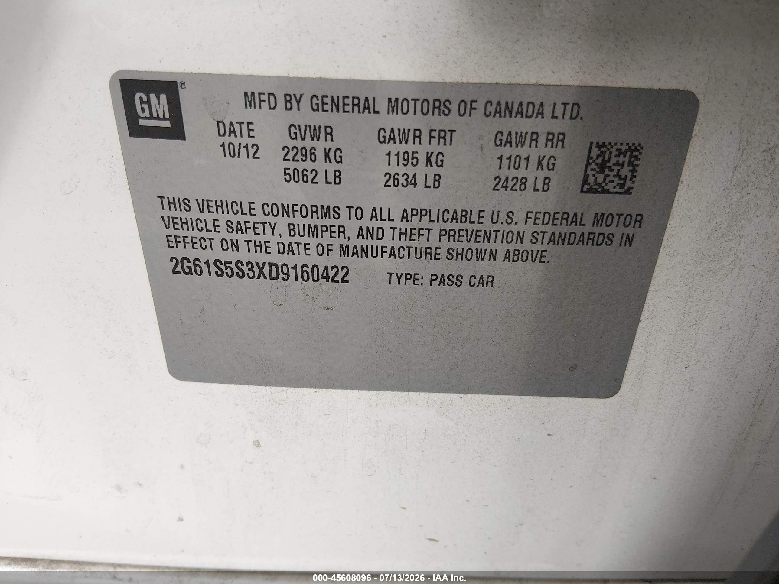 2013 Cadillac Xts Premium Белый vin: 2G61S5S3XD9160422