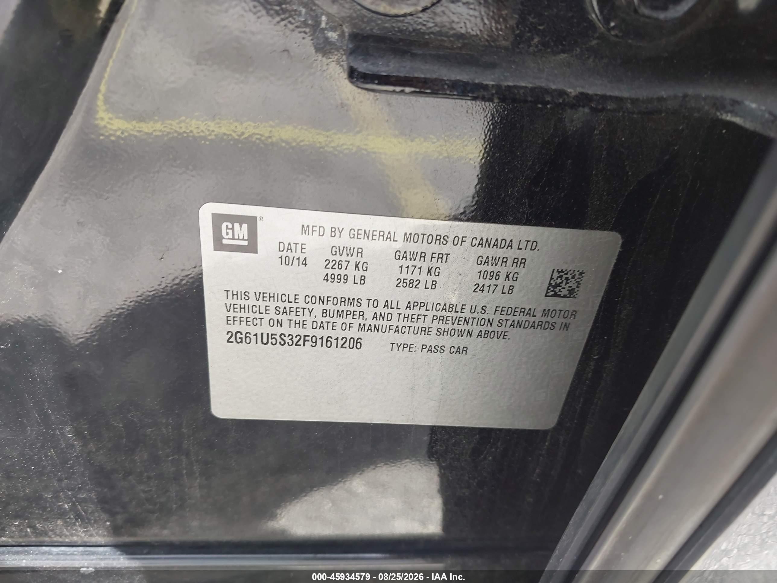 2015 Cadillac Xts W20 Livery Package Black vin: 2G61U5S32F9161206