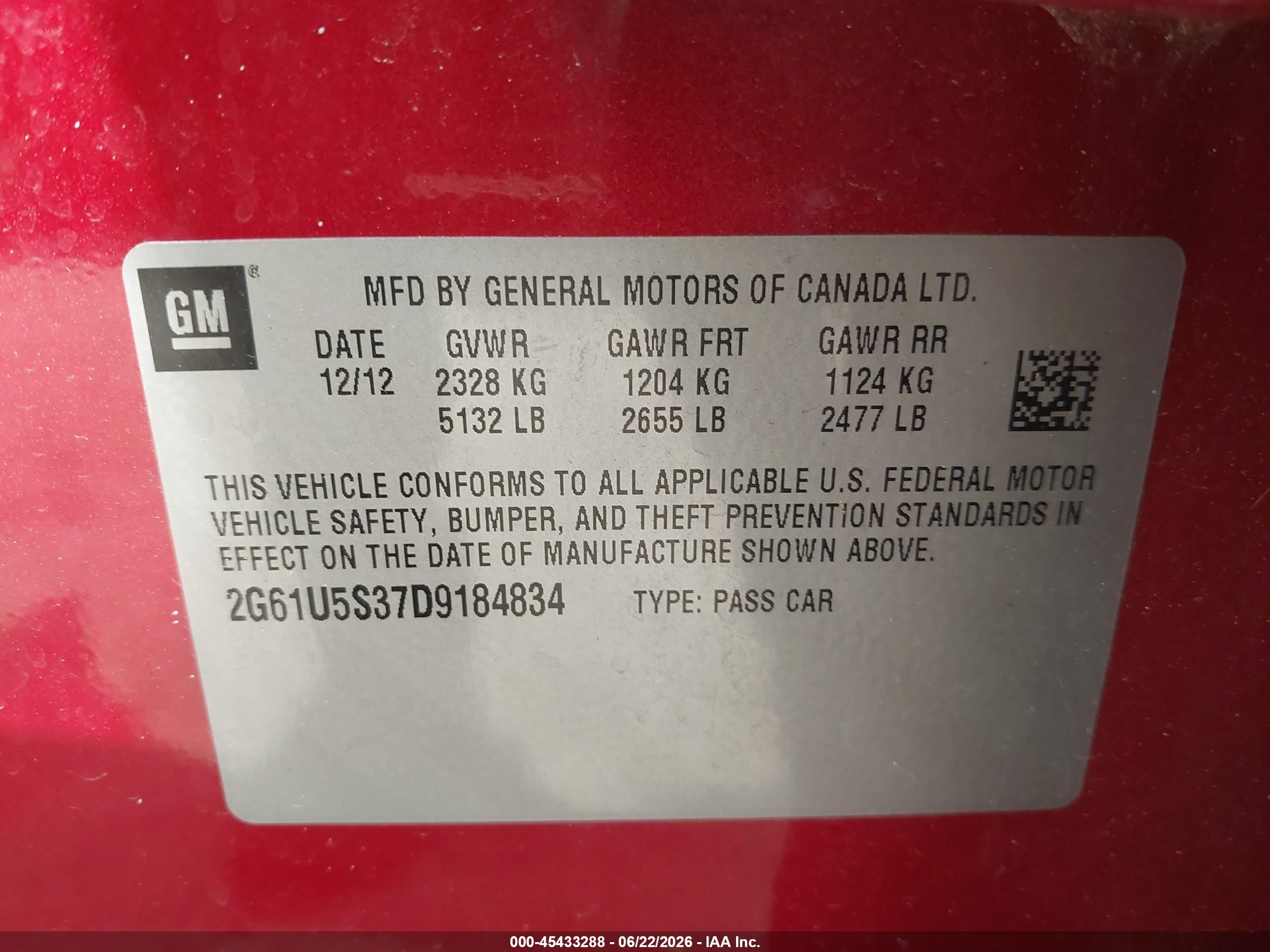 2013 Cadillac Xts Platinum Красный vin: 2G61U5S37D9184834