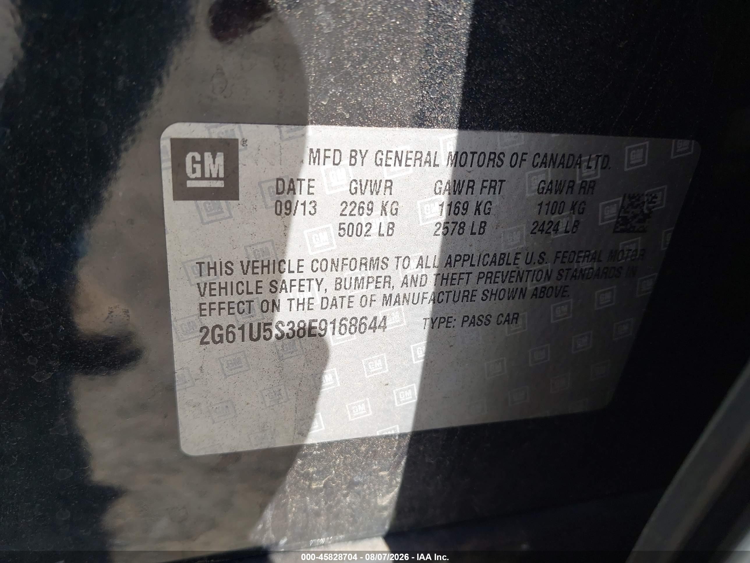 2014 Cadillac Xts W20 Livery Package Black vin: 2G61U5S38E9168644