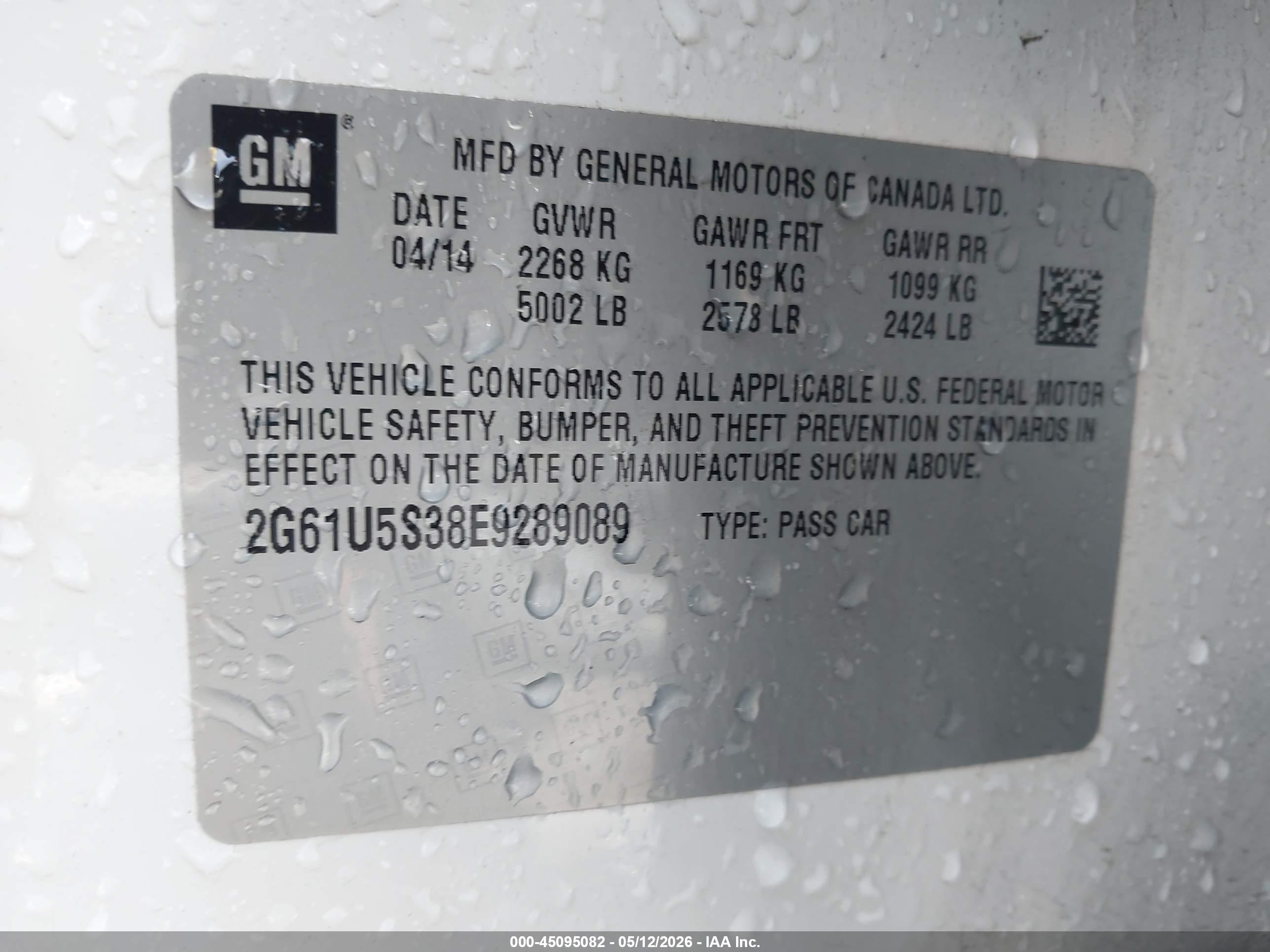 2014 Cadillac Xts W20 Livery Package White vin: 2G61U5S38E9289089