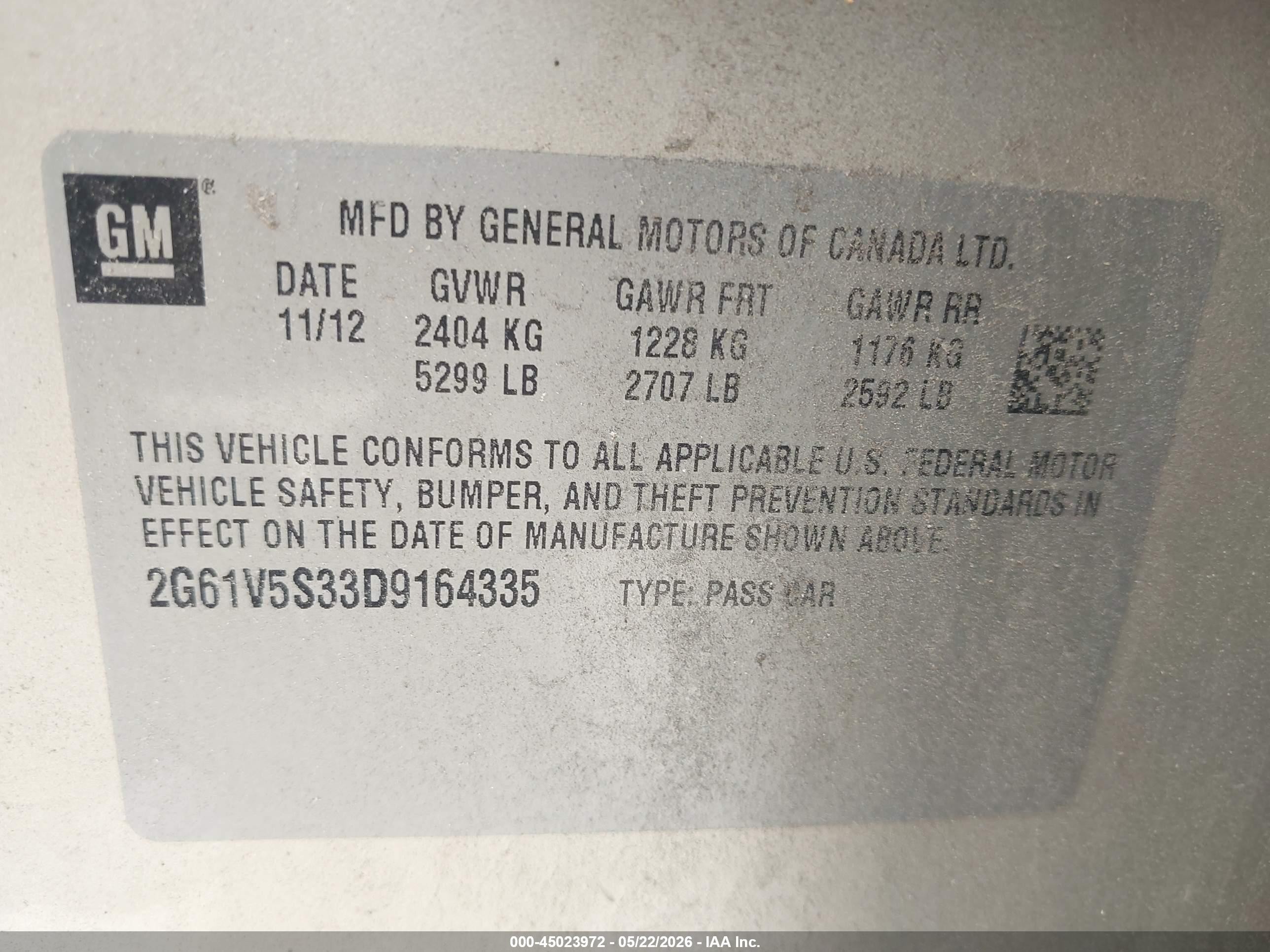 2013 Cadillac Xts Platinum Gold vin: 2G61V5S33D9164335