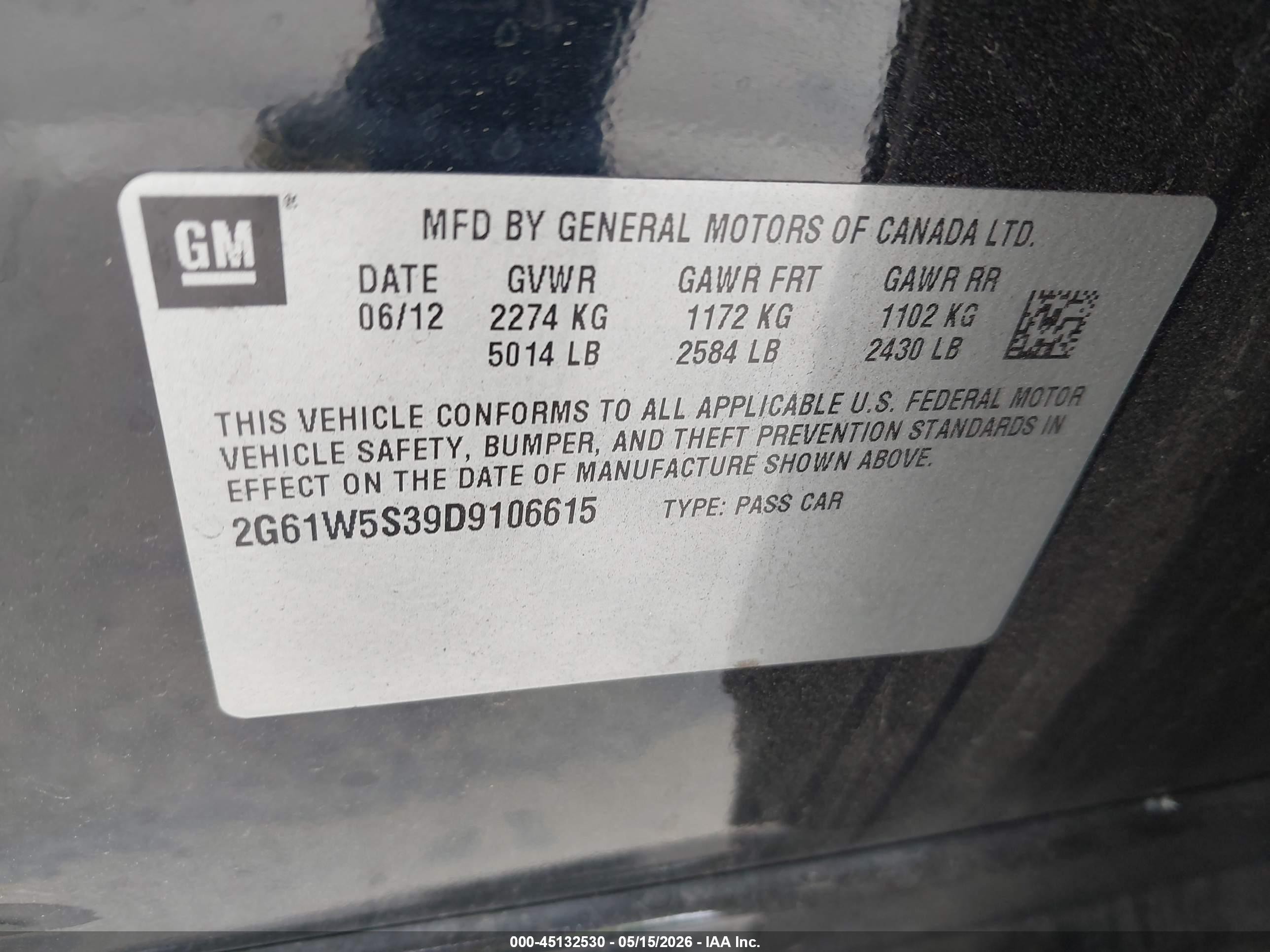 2013 Cadillac Xts W20 Livery Package Black vin: 2G61W5S39D9106615