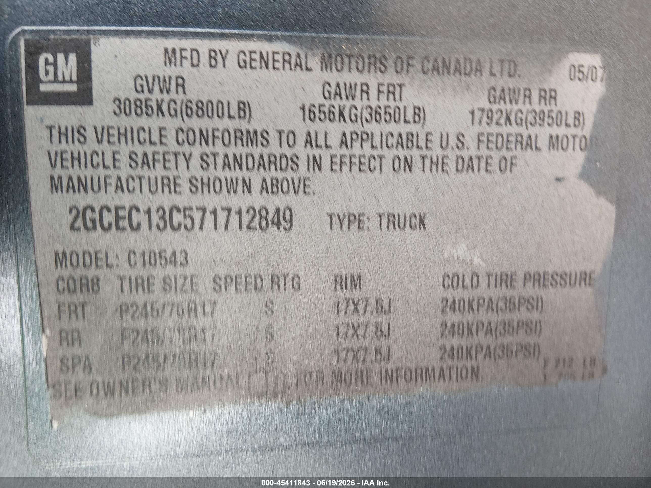 2007 Chevrolet Silverado 1500 Ls Blue vin: 2GCEC13C571712849