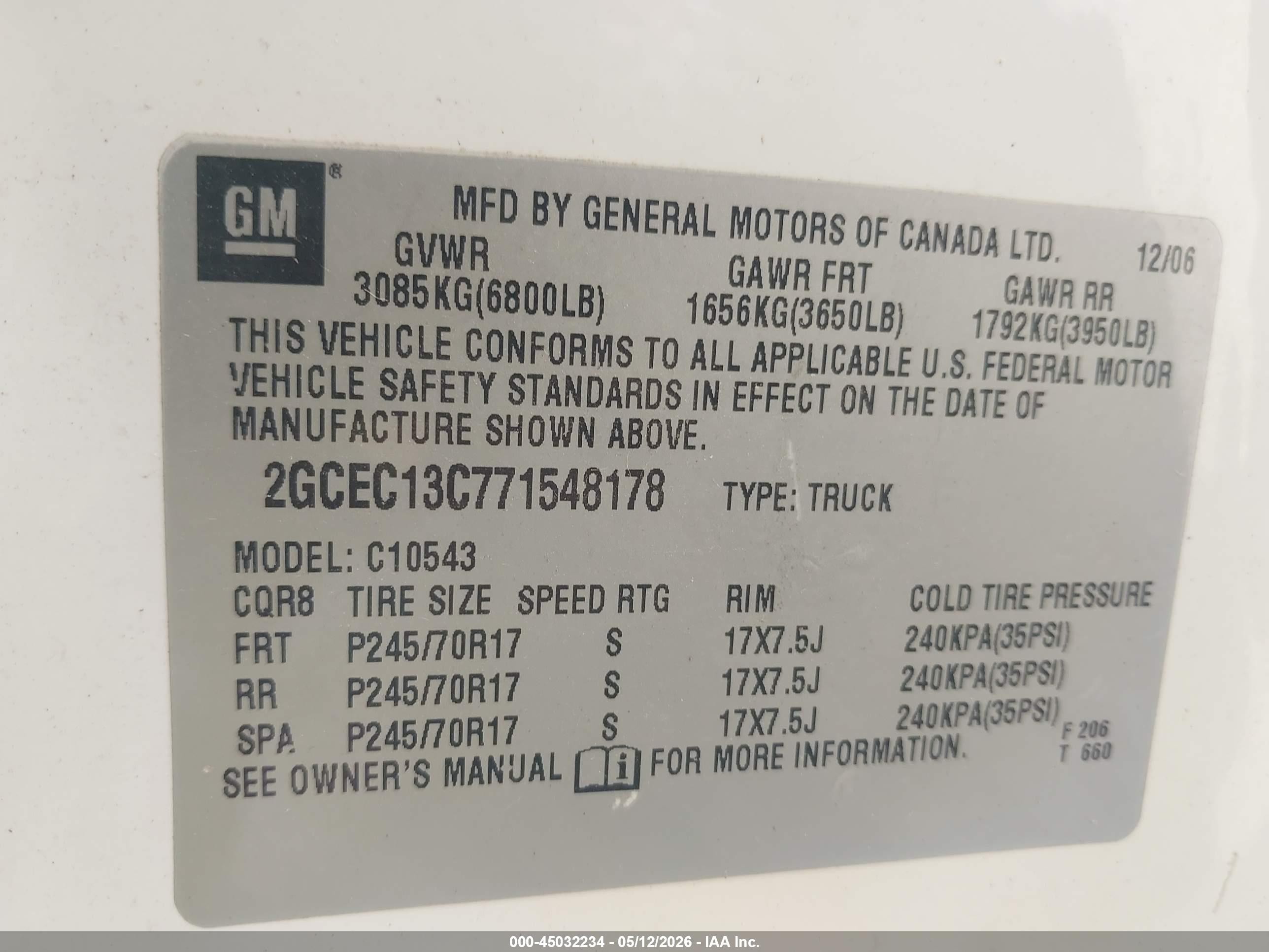 2007 Chevrolet Silverado 1500 Lt1 White vin: 2GCEC13C771548178