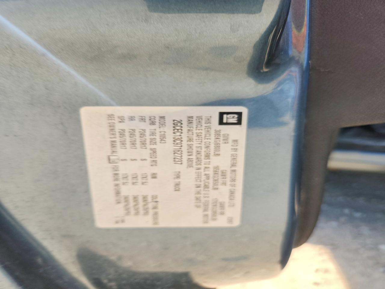 2007 Chevrolet Silverado C1500 Crew Cab Blue vin: 2GCEC13C971627237