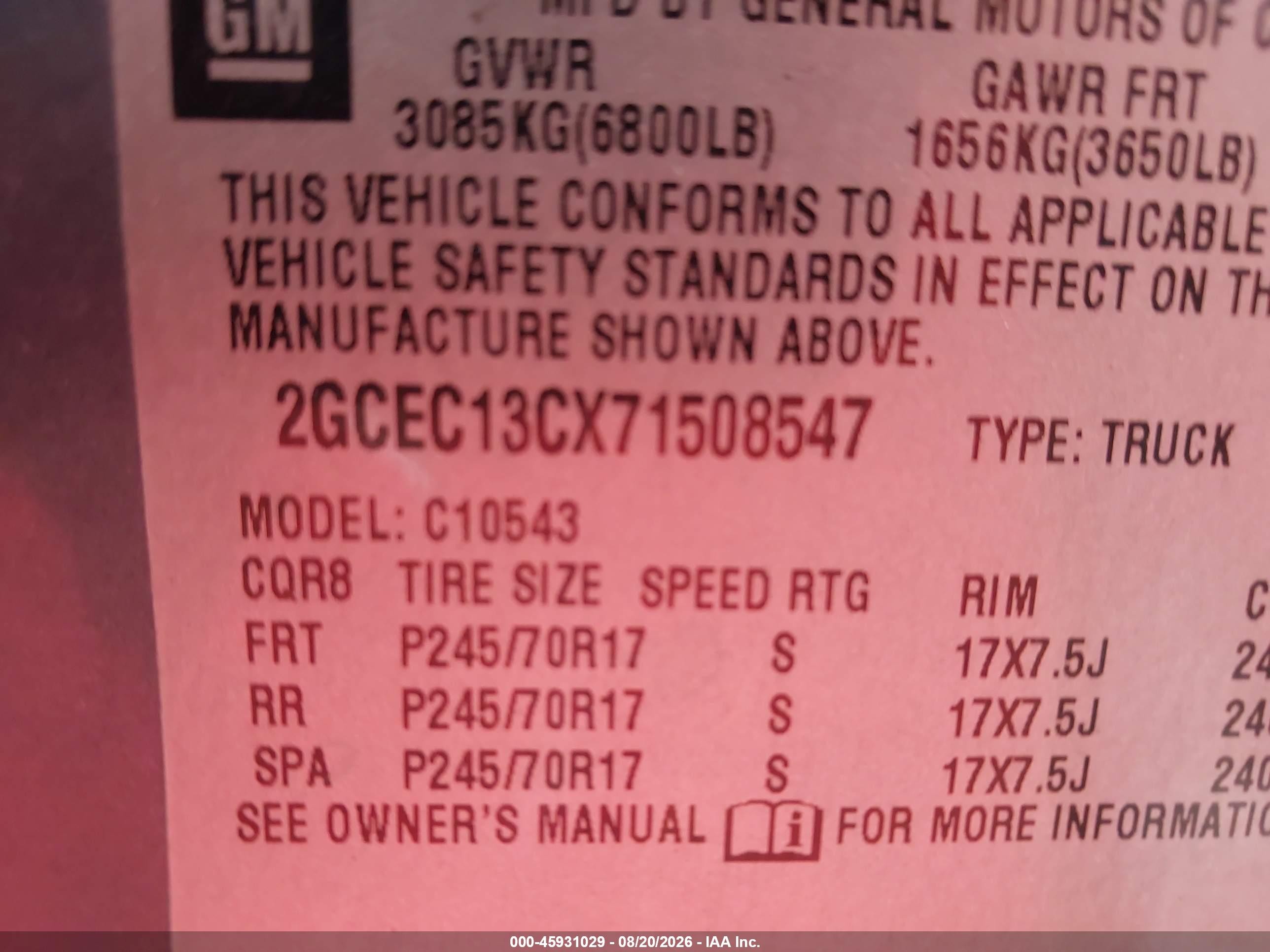 2007 Chevrolet Silverado 1500 Work Truck Gray vin: 2GCEC13CX71508547