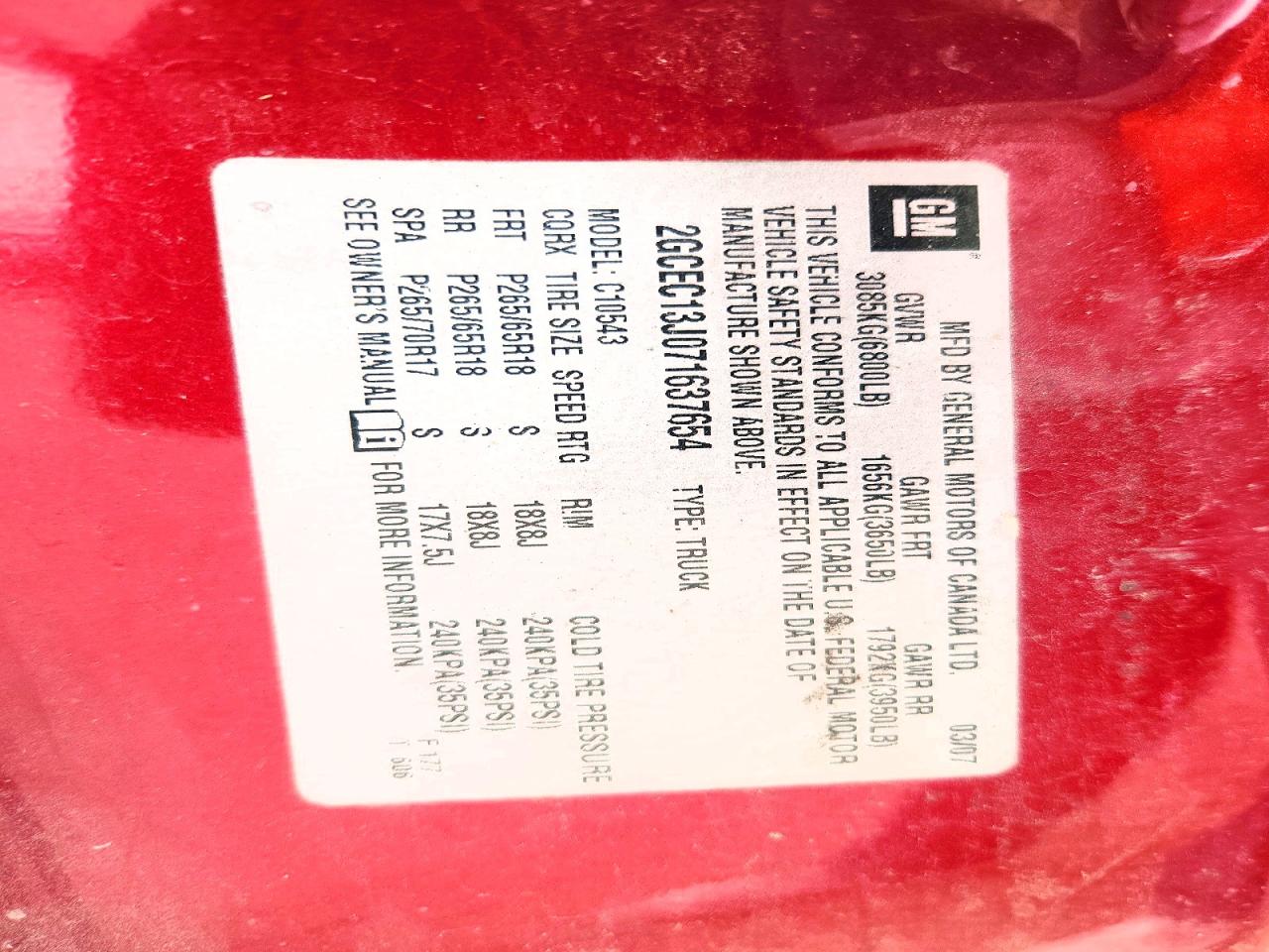 2007 Chevrolet Silverado C1500 Crew Cab Maroon vin: 2GCEC13J071637654