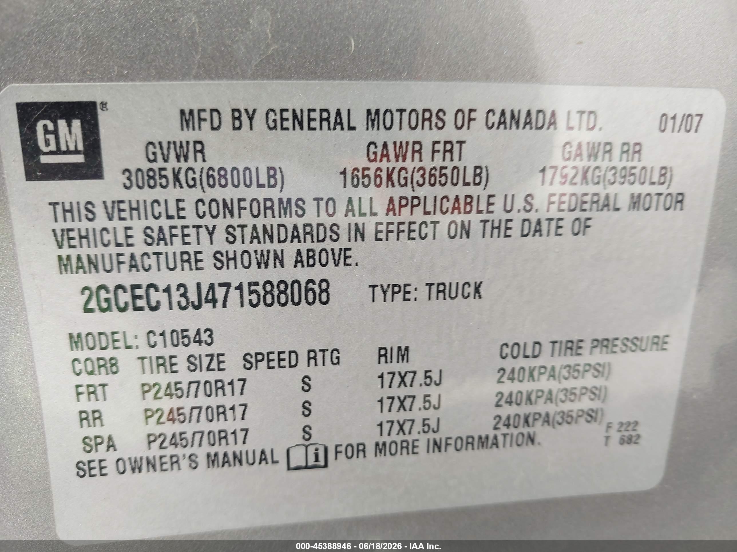 2007 Chevrolet Silverado 1500 Work Truck Brown vin: 2GCEC13J471588068