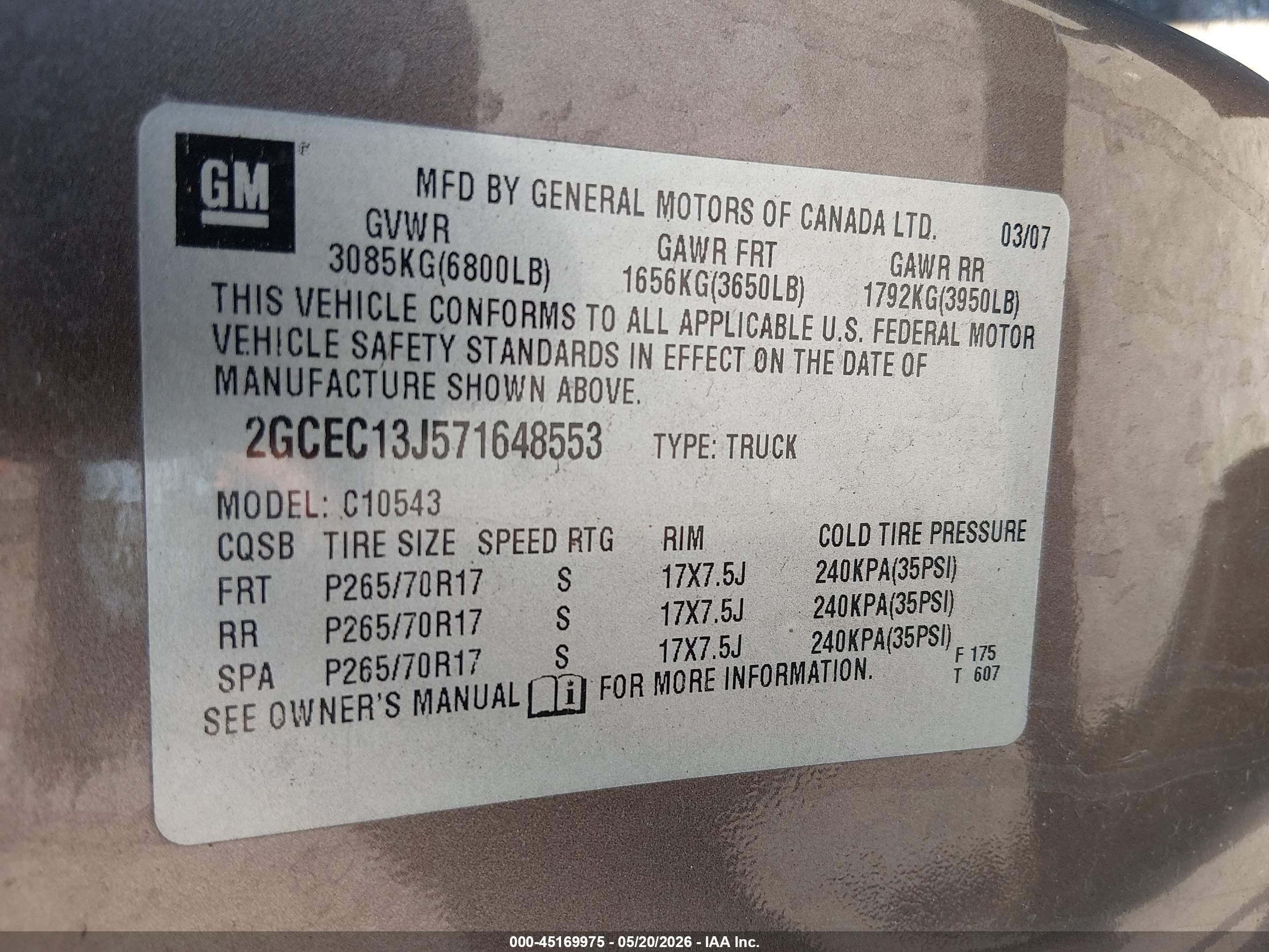 2007 Chevrolet Silverado 1500 Lt1 Gray vin: 2GCEC13J571648553