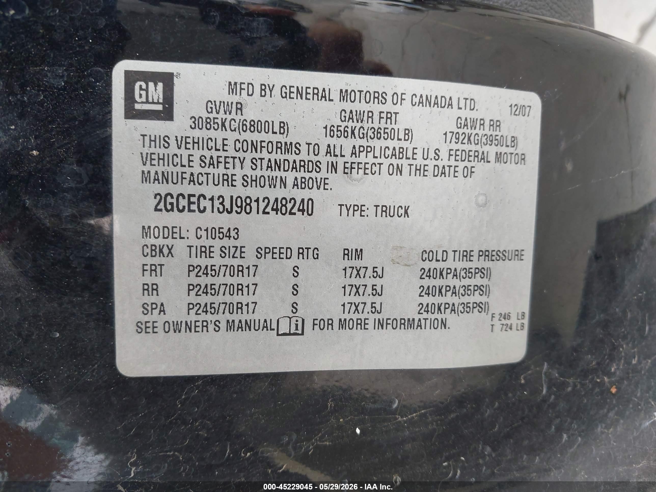2008 Chevrolet Silverado 1500 Ltz Black vin: 2GCEC13J981248240