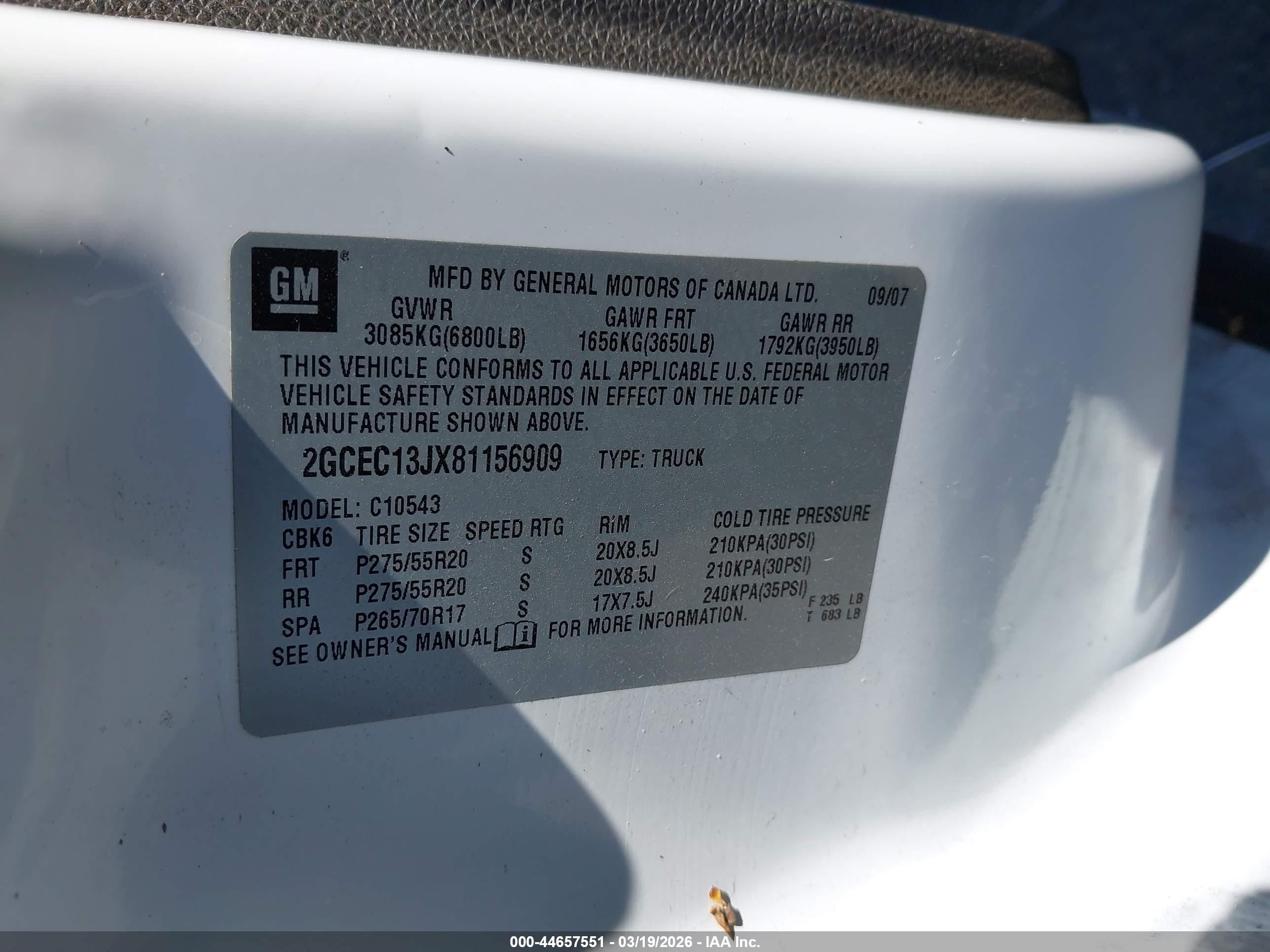 2008 Chevrolet Silverado 1500 Lt2 White vin: 2GCEC13JX81156909