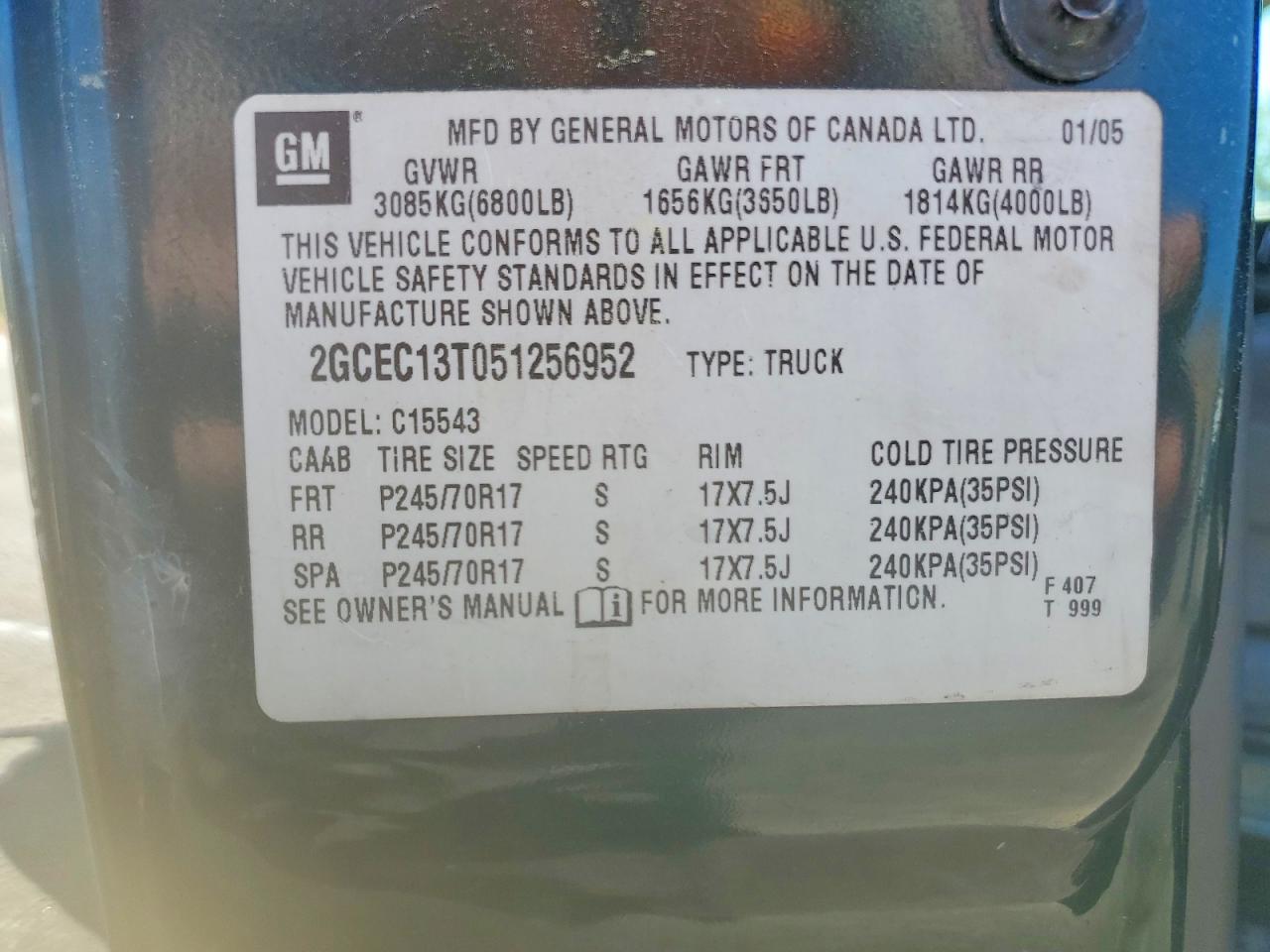 2005 Chevrolet Silverado C1500 Green vin: 2GCEC13T051256952