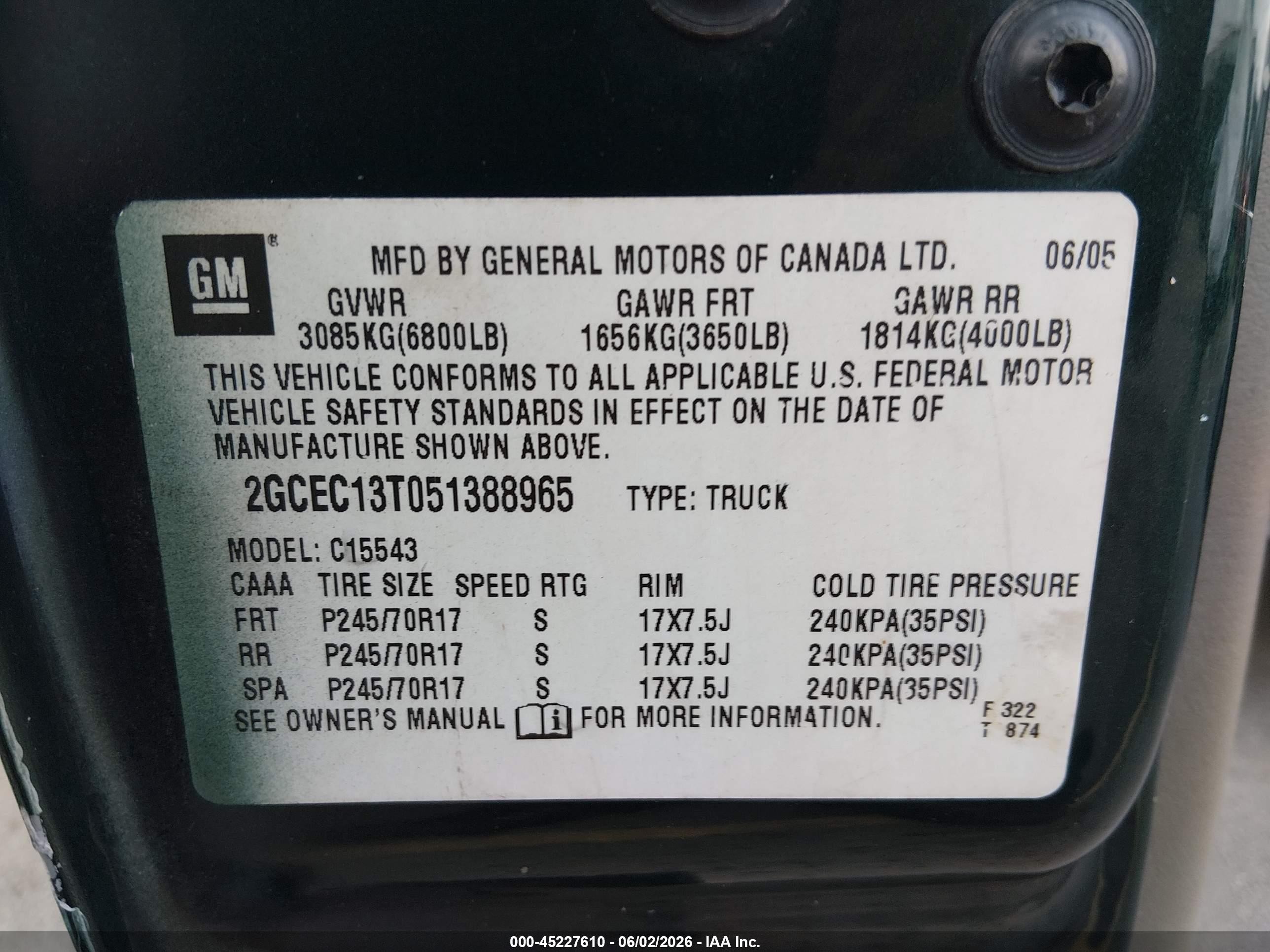 2005 Chevrolet Silverado 1500 Ls Green vin: 2GCEC13T051388965