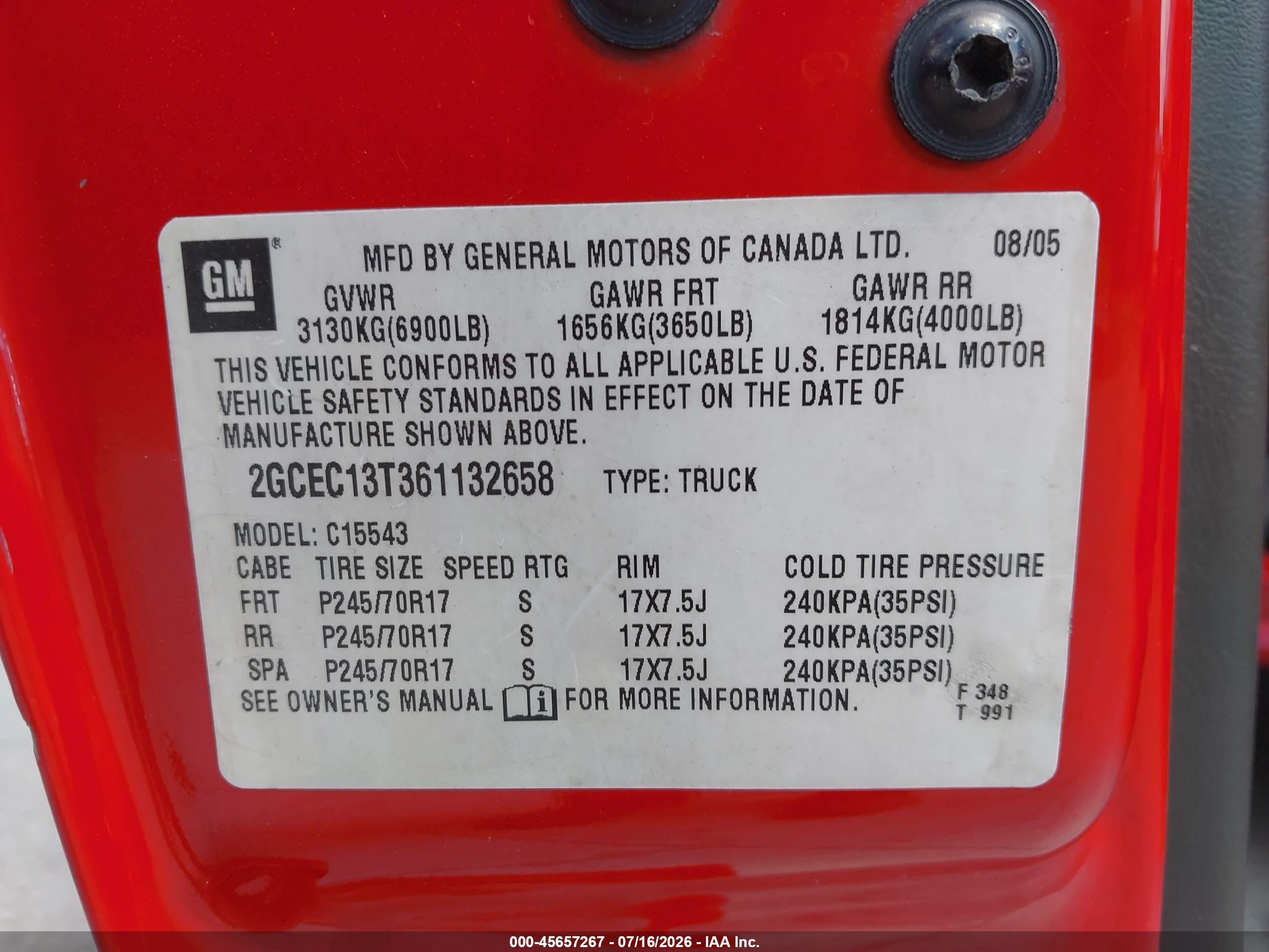 2006 Chevrolet Silverado 1500 Lt1 Red vin: 2GCEC13T361132658